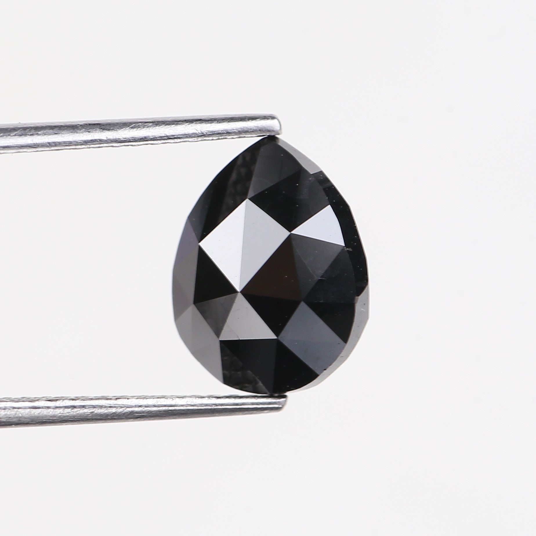 3 Ct Pear Cut Black Diamond Rose Cut 10.50 MM