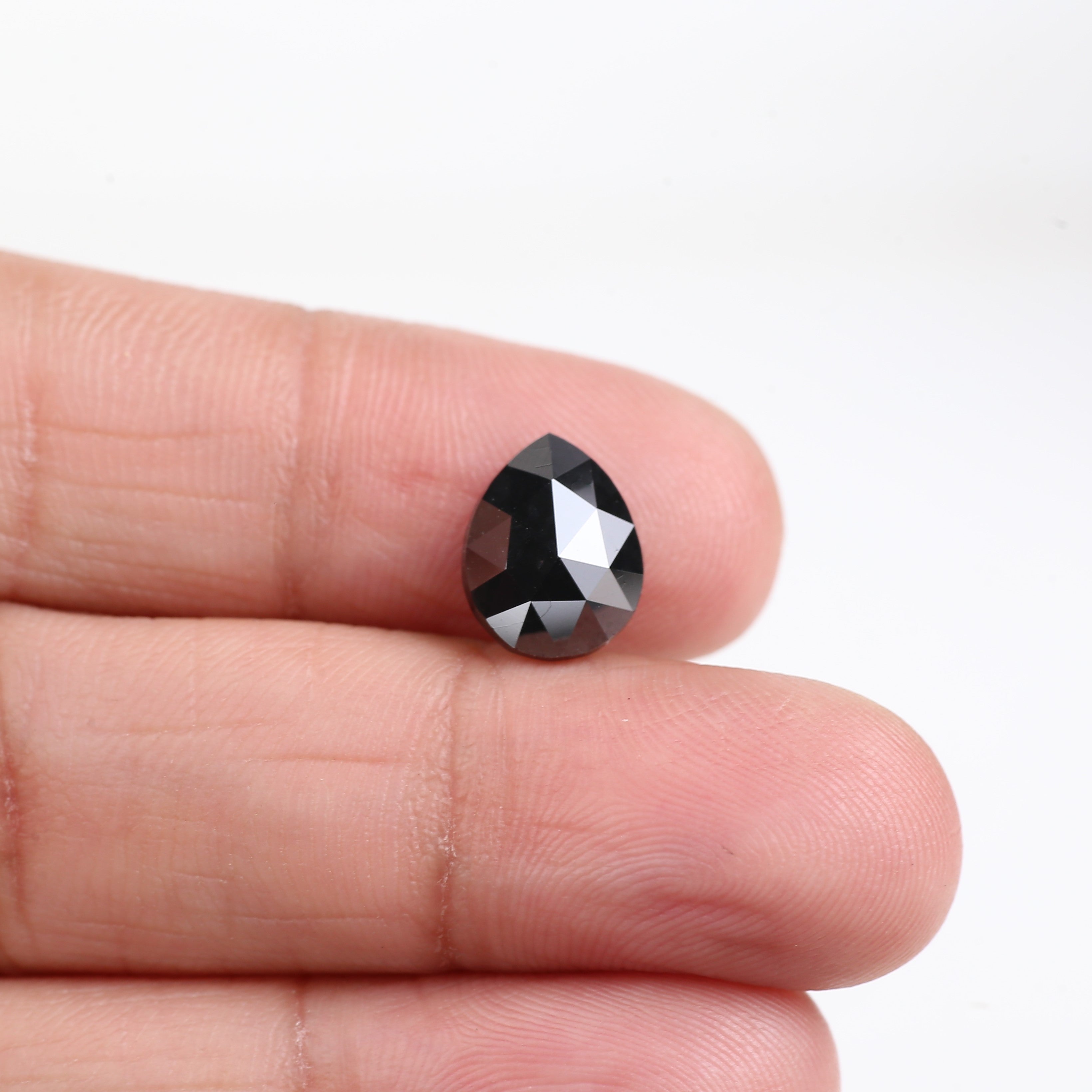 3 Ct Pear Cut Black Diamond Rose Cut 10.50 MM