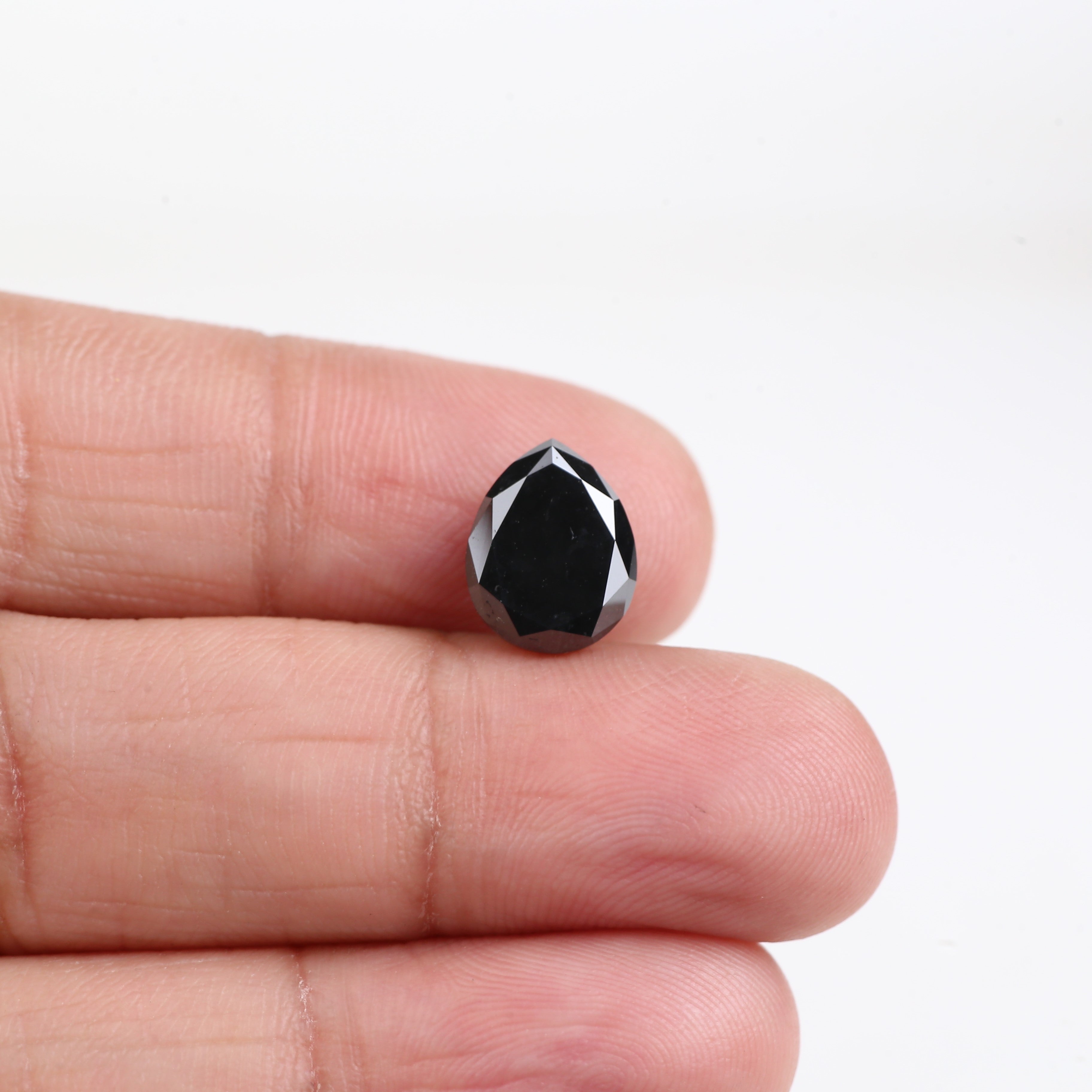 3 Ct Pear Cut Black Diamond Rose Cut 10.50 MM