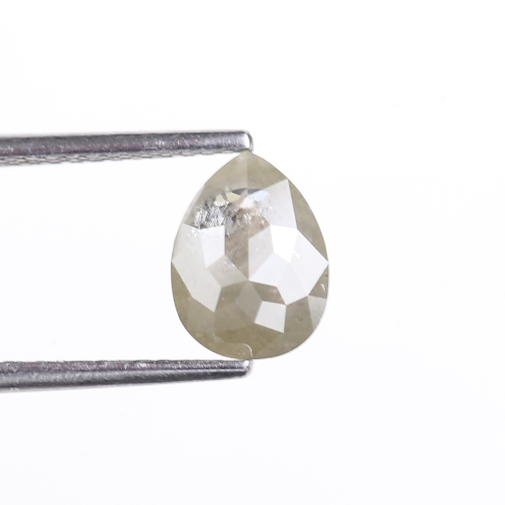 1.28 Carat Natural Pear Rose Cut Salt and Pepper Diamond 8.1 MM