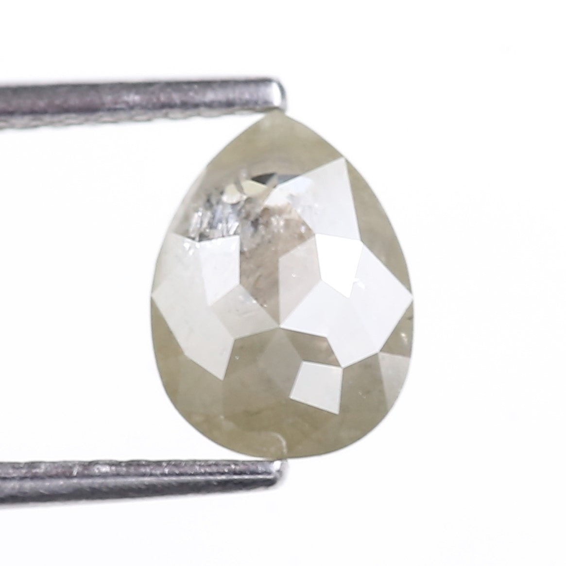 1.28 Carat Natural Pear Rose Cut Salt and Pepper Diamond 8.1 MM