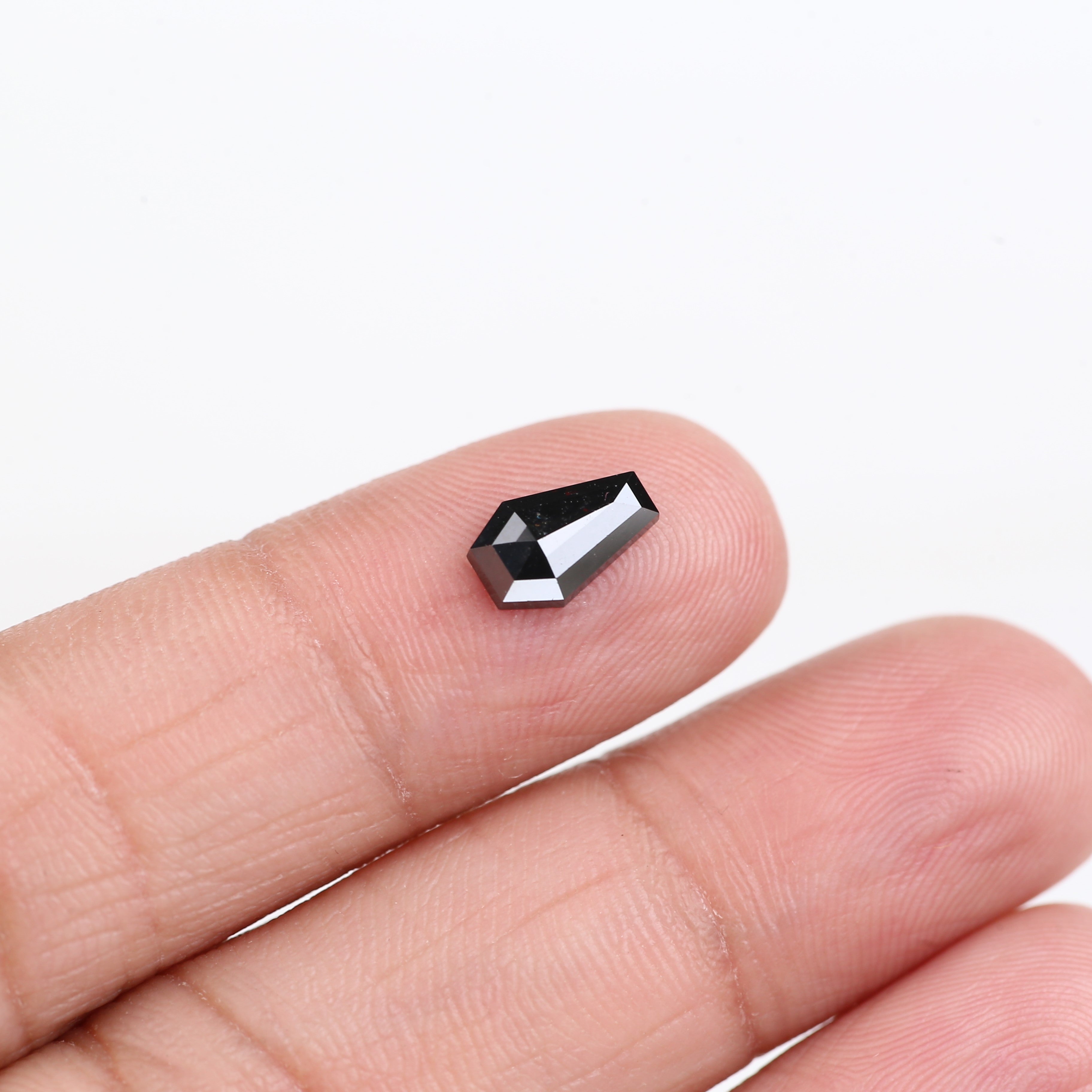 0.98 Carat Natural Coffin Cut Black Diamond 8.5 MM