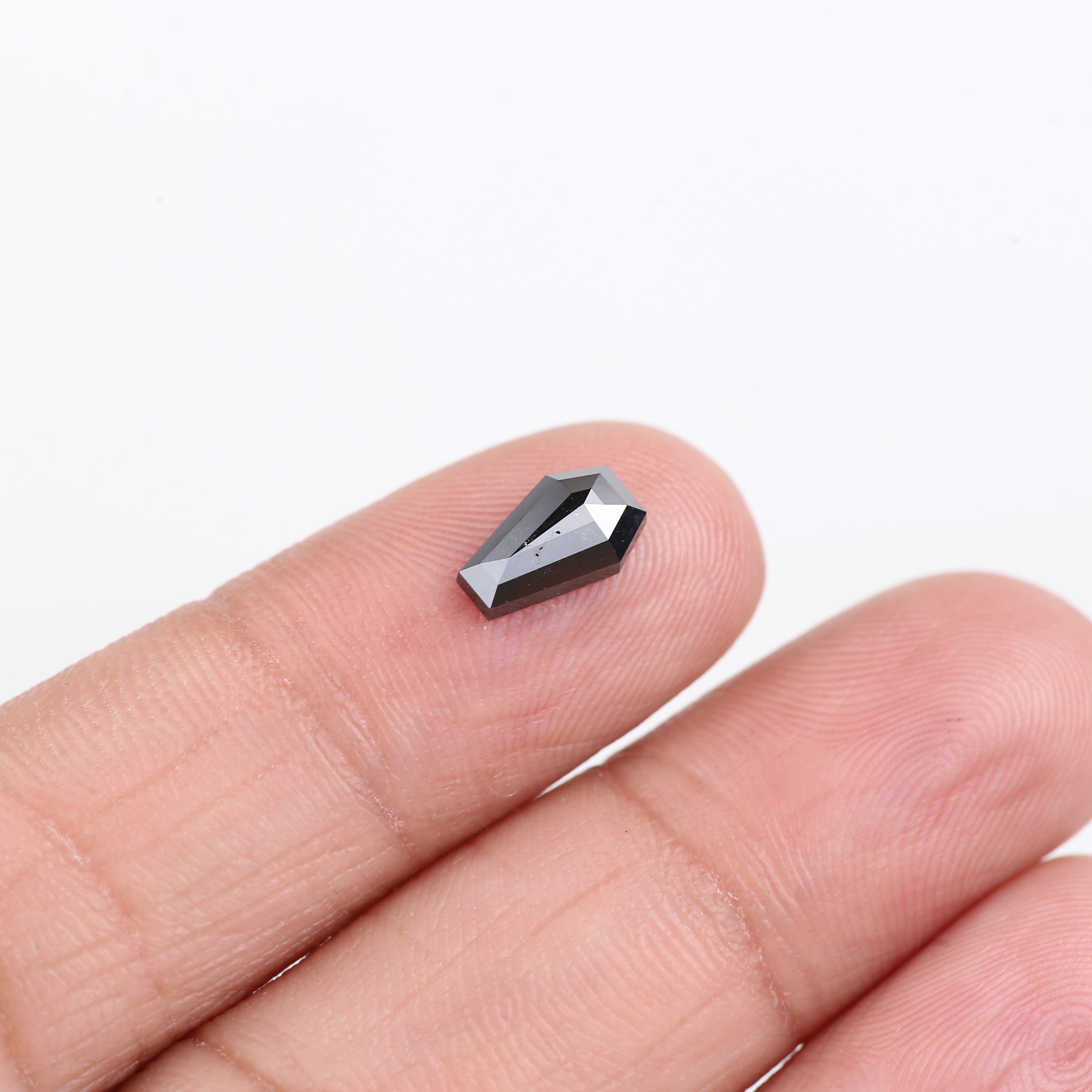 0.98 Carat Natural Coffin Cut Black Diamond 8.5 MM