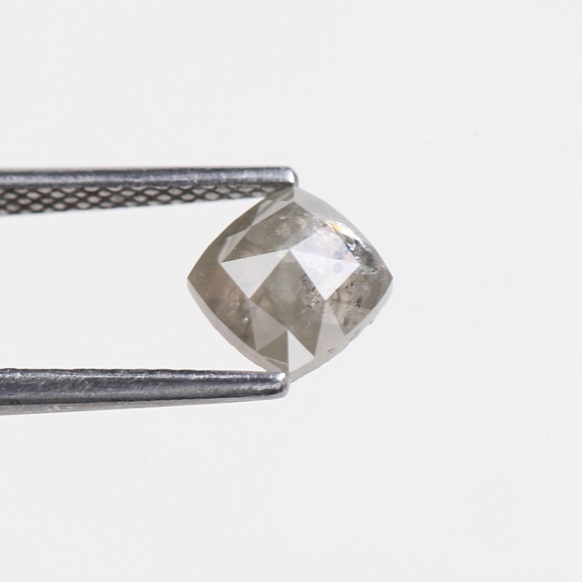1.08 Carat Natural Rose Cut Cushion Salt and Pepper Diamond 5.66 MM