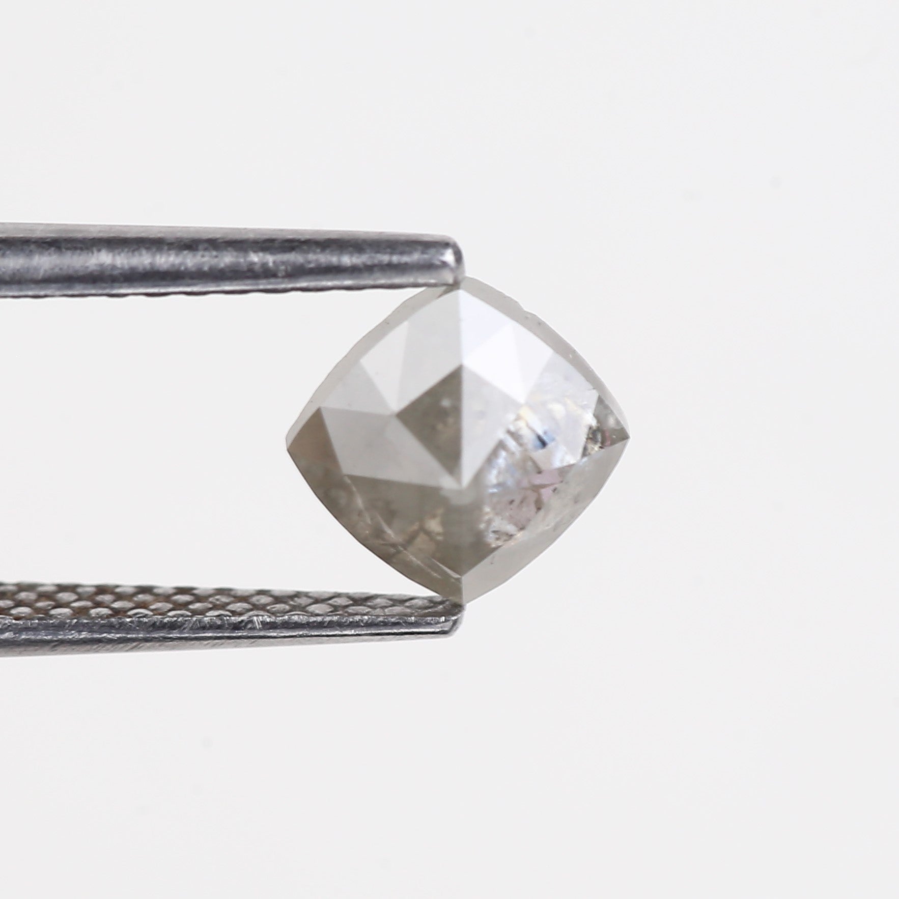 1.08 Carat Natural Rose Cut Cushion Salt and Pepper Diamond 5.66 MM