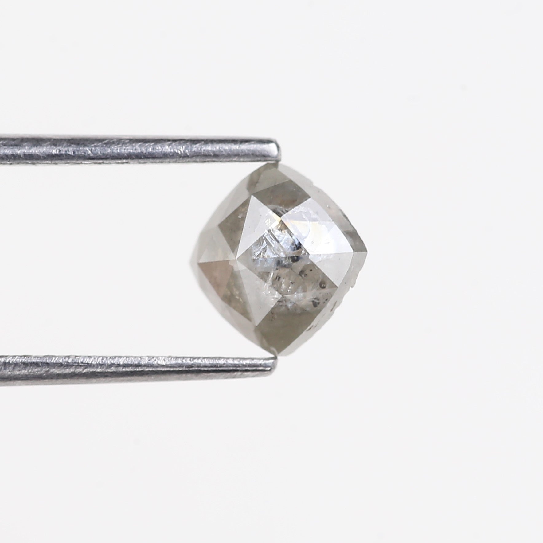 1.08 Carat Natural Rose Cut Cushion Salt and Pepper Diamond 5.66 MM