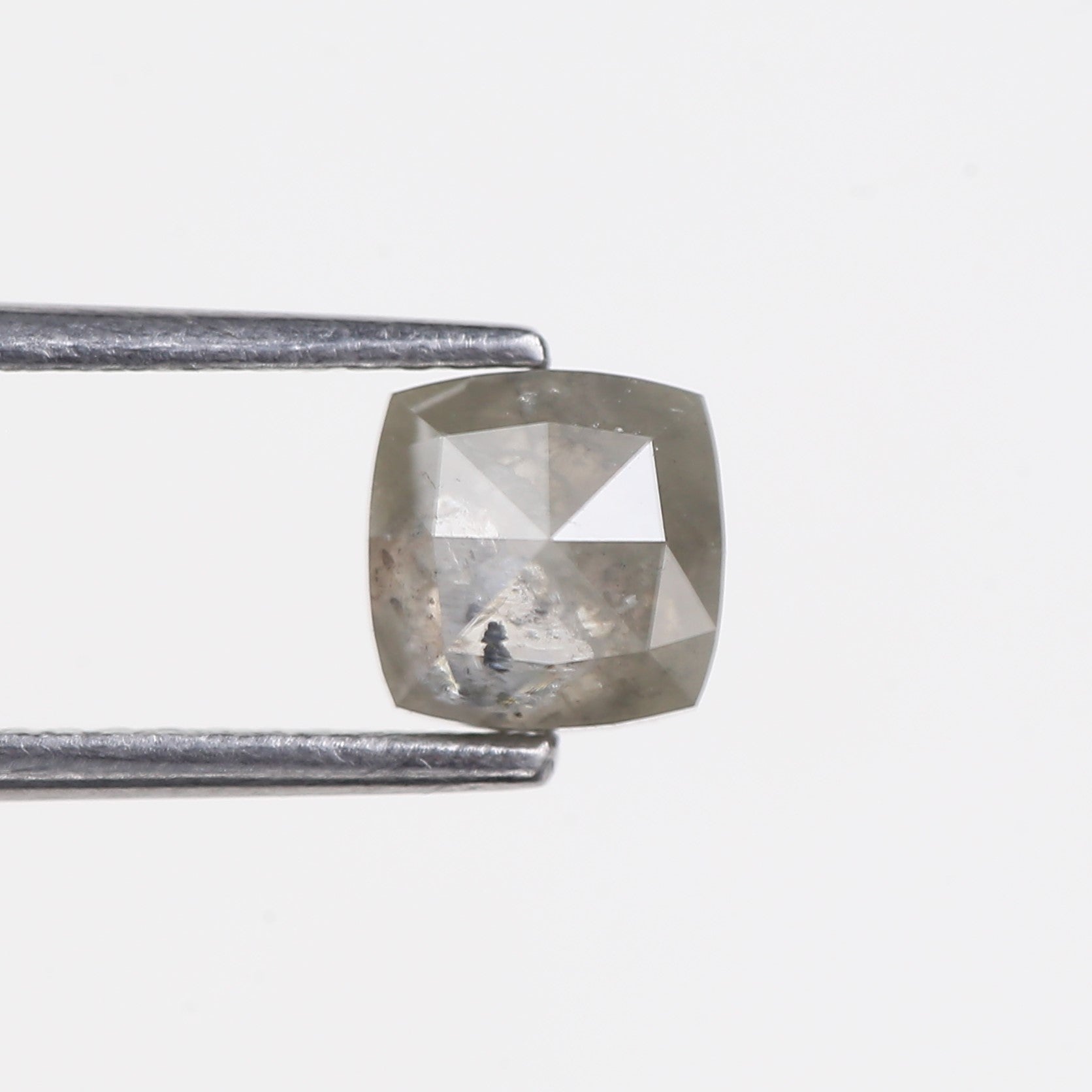 1.08 Carat Natural Rose Cut Cushion Salt and Pepper Diamond 5.66 MM