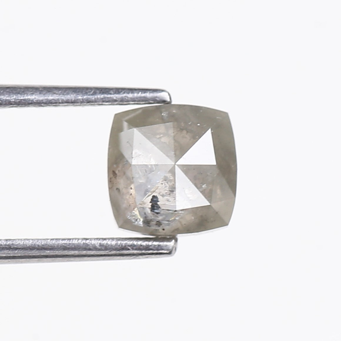 1.08 Carat Natural Rose Cut Cushion Salt and Pepper Diamond 5.66 MM