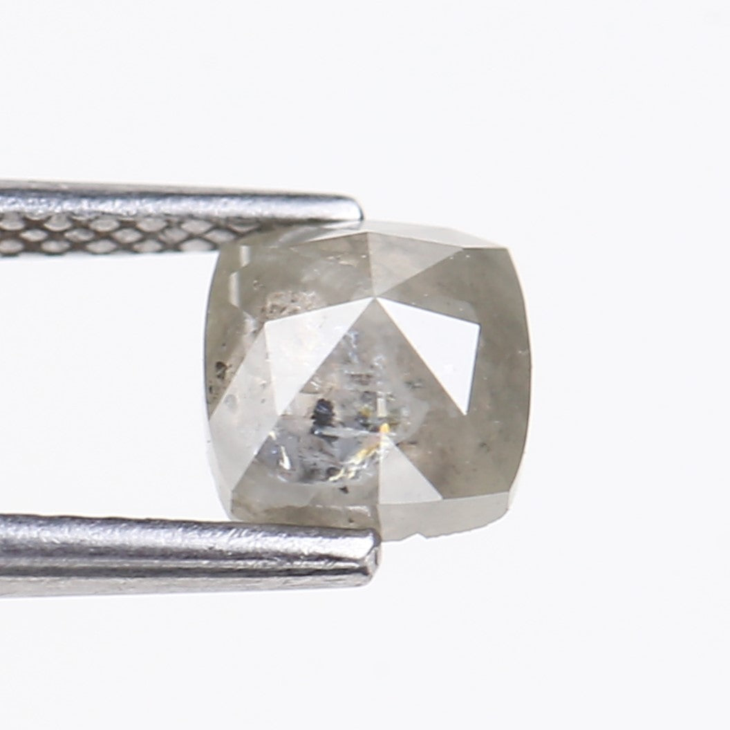 1.08 Carat Natural Rose Cut Cushion Salt and Pepper Diamond 5.66 MM