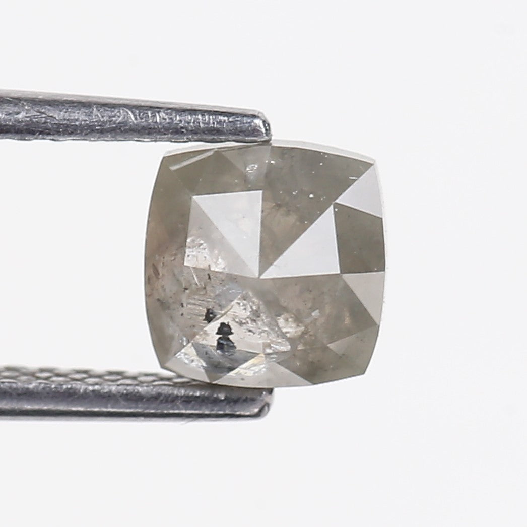 1.08 Carat Natural Rose Cut Cushion Salt and Pepper Diamond 5.66 MM