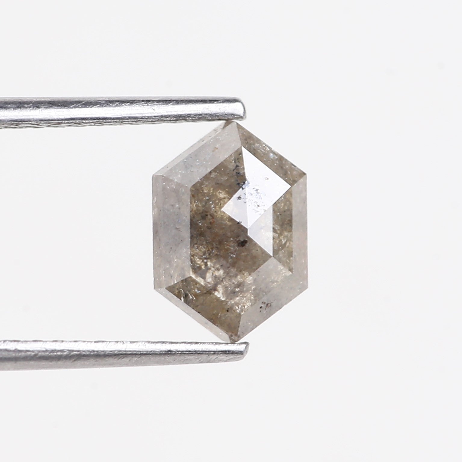 1.28 Carat Natural Hexagon Salt and Pepper Diamond 8.37 MM