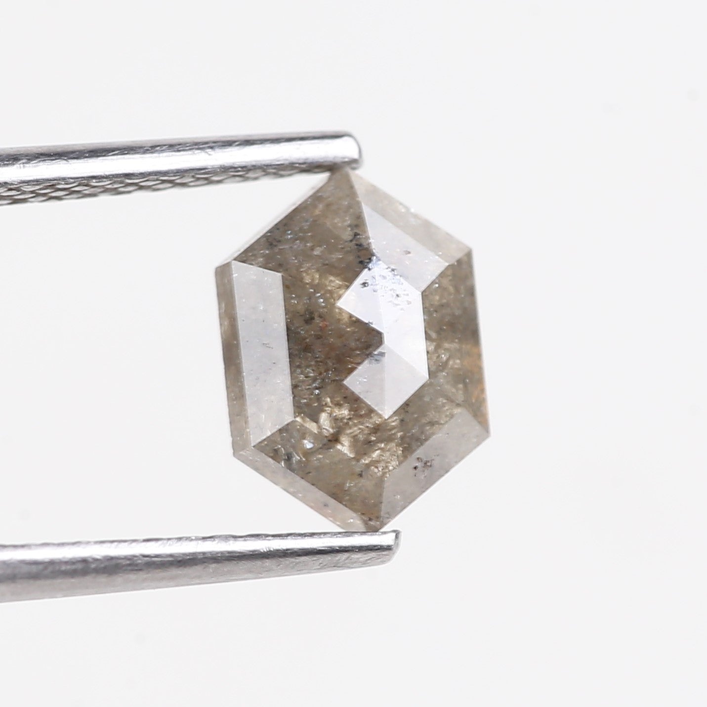 1.28 Carat Natural Hexagon Salt and Pepper Diamond 8.37 MM