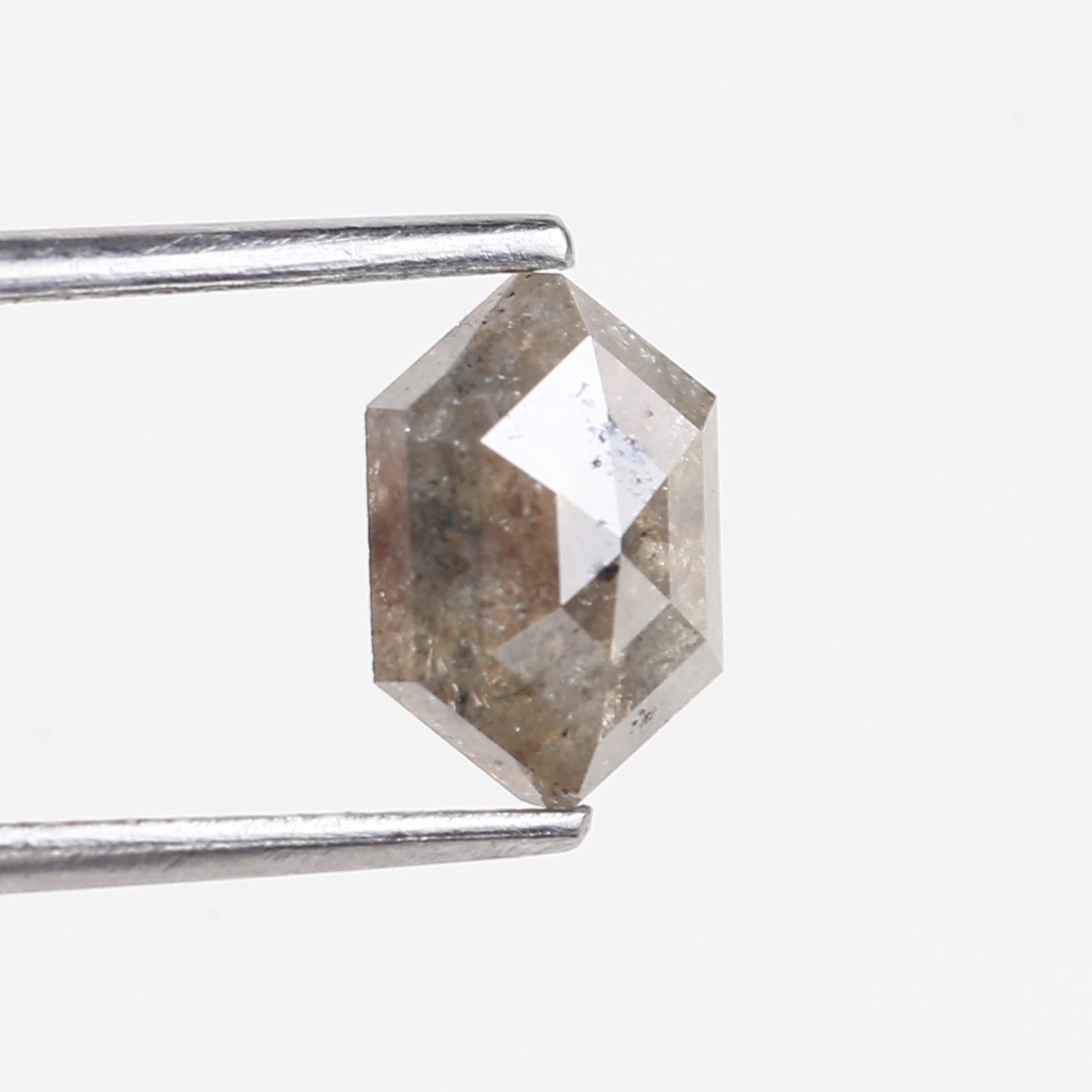 1.28 Carat Natural Hexagon Salt and Pepper Diamond 8.37 MM