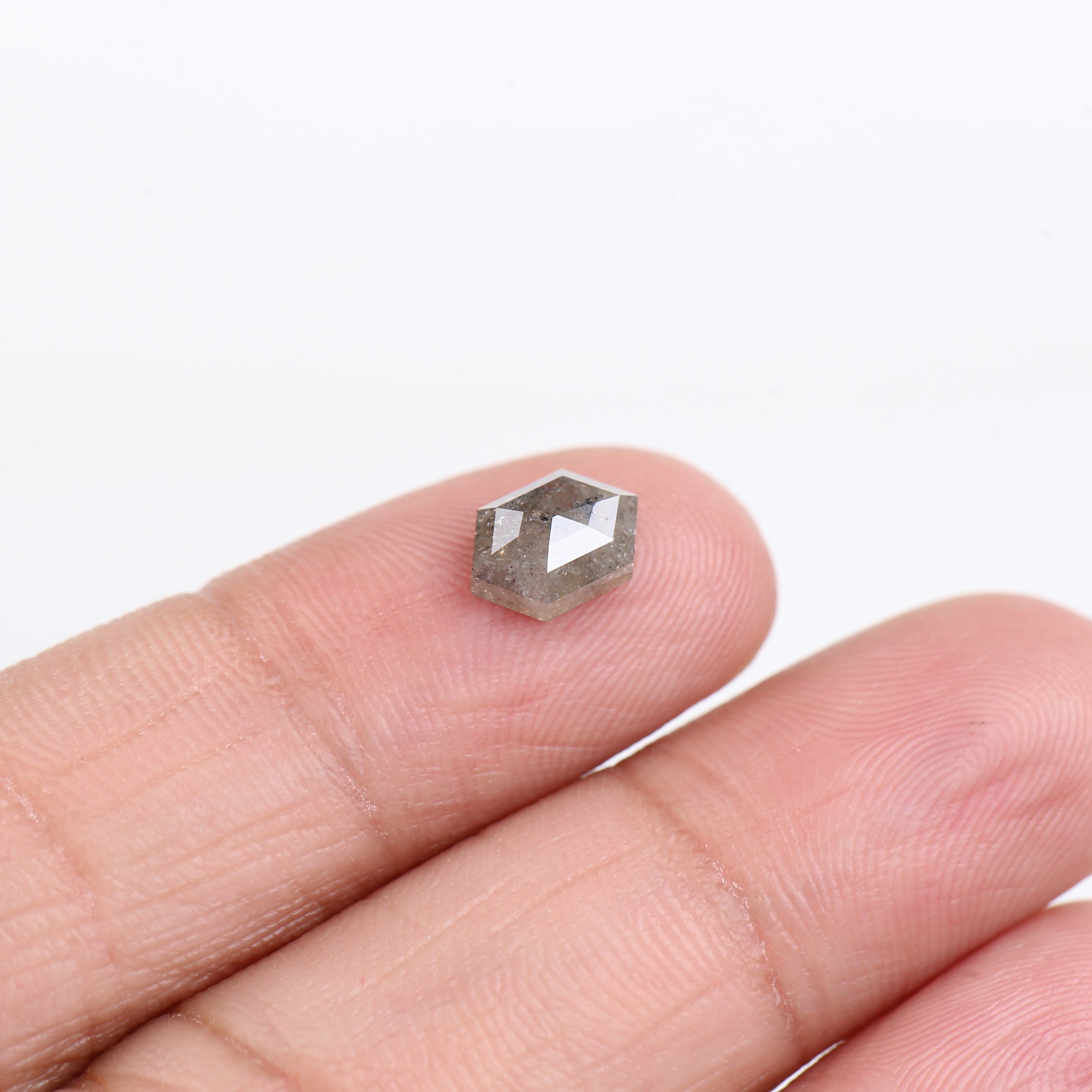 1.28 Carat Natural Hexagon Salt and Pepper Diamond 8.37 MM
