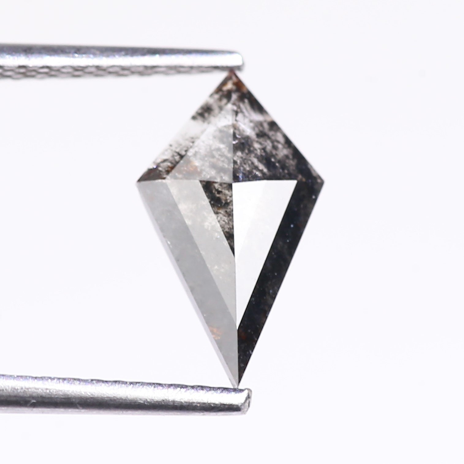 0.97 Carat Natural Salt And Pepper Kite Cut Grey Black Diamond 11.21 MM