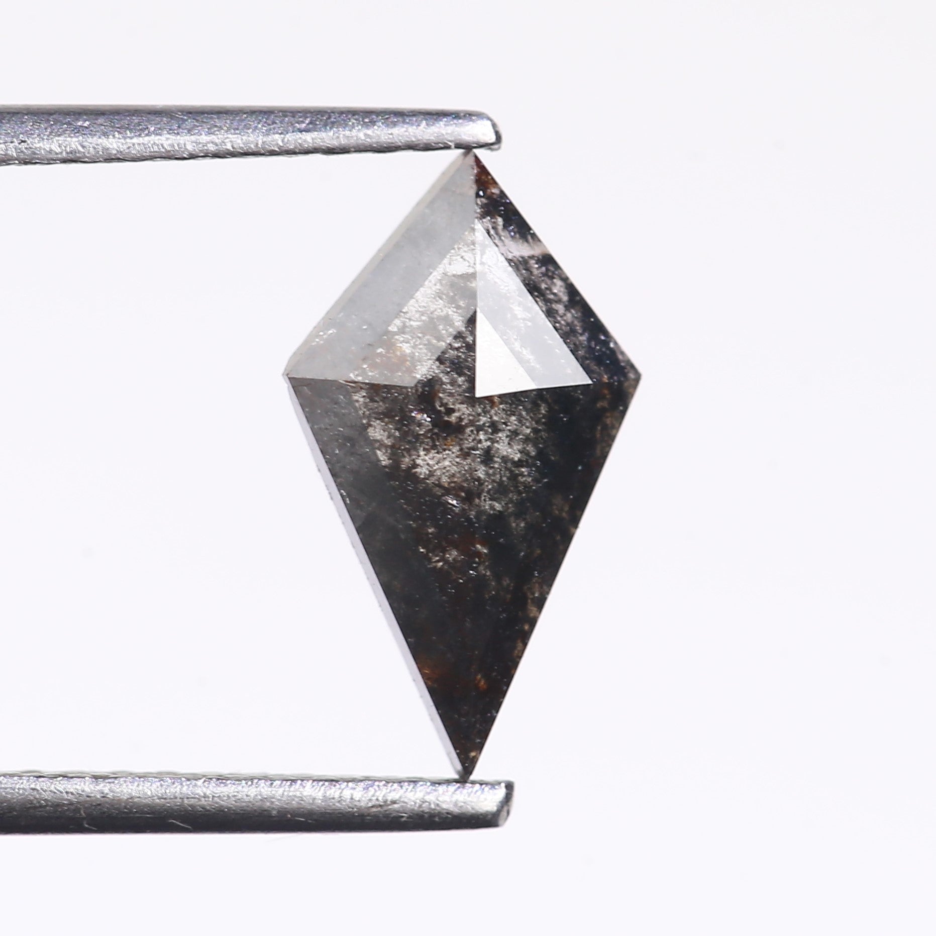 0.97 Carat Natural Salt And Pepper Kite Cut Grey Black Diamond 11.21 MM