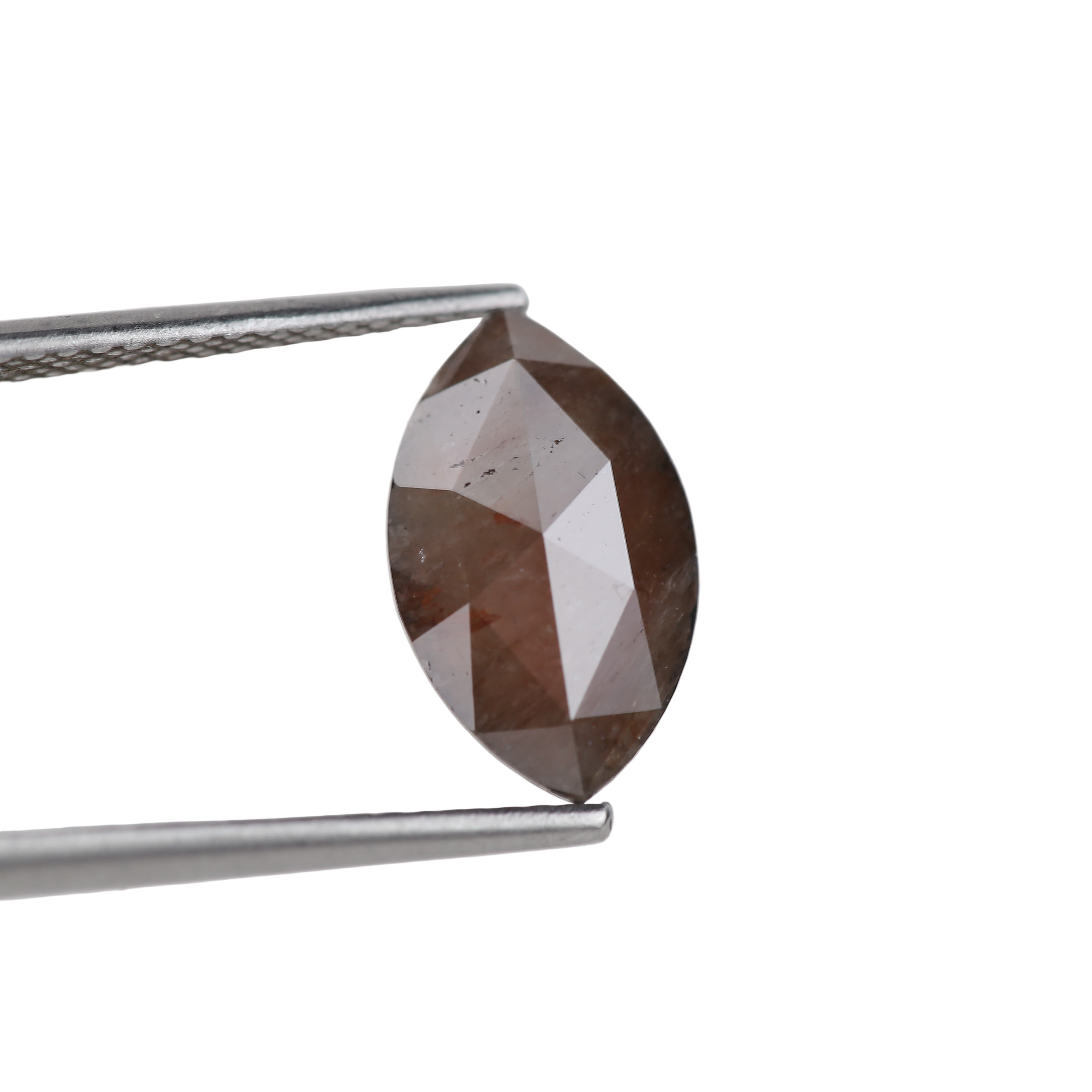 1.99 Carat Marquise Rose Cut Peach Brown Rustic Salt and Pepper Diamond