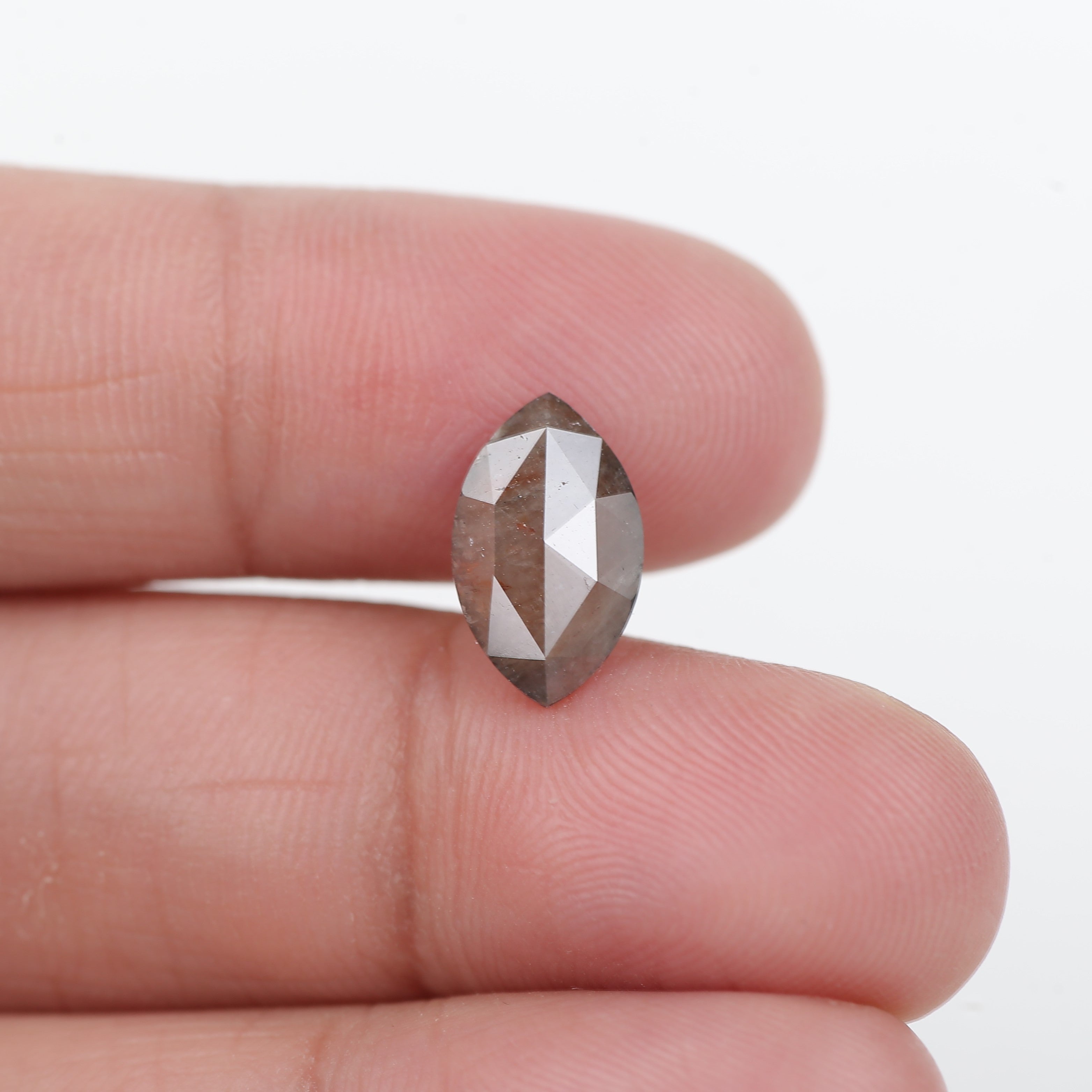 1.99 Carat Marquise Rose Cut Peach Brown Rustic Salt and Pepper Diamond