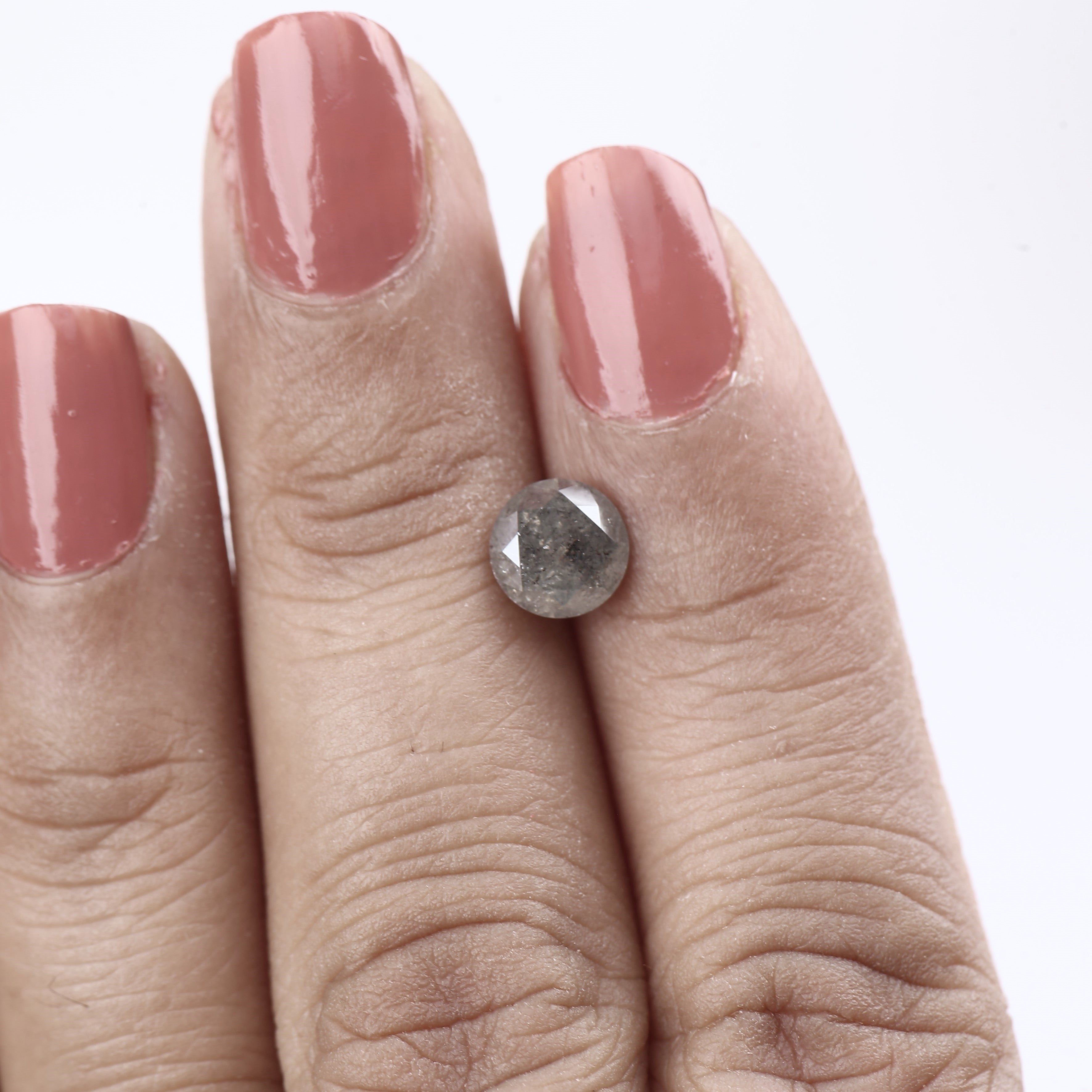 1.37 Carat Fancy Gray Round Salt and Pepper Diamond 6.6 MM
