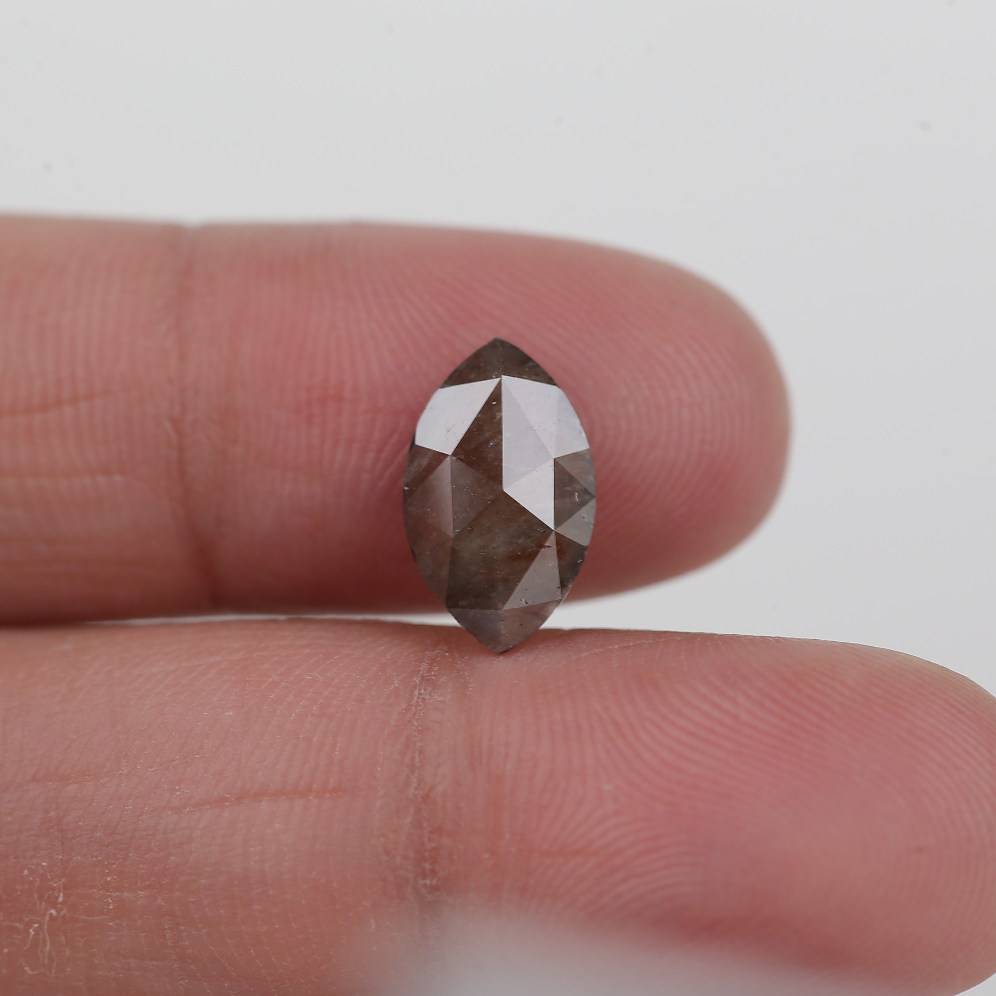 1.99 Carat Marquise Rose Cut Peach Brown Rustic Salt and Pepper Diamond