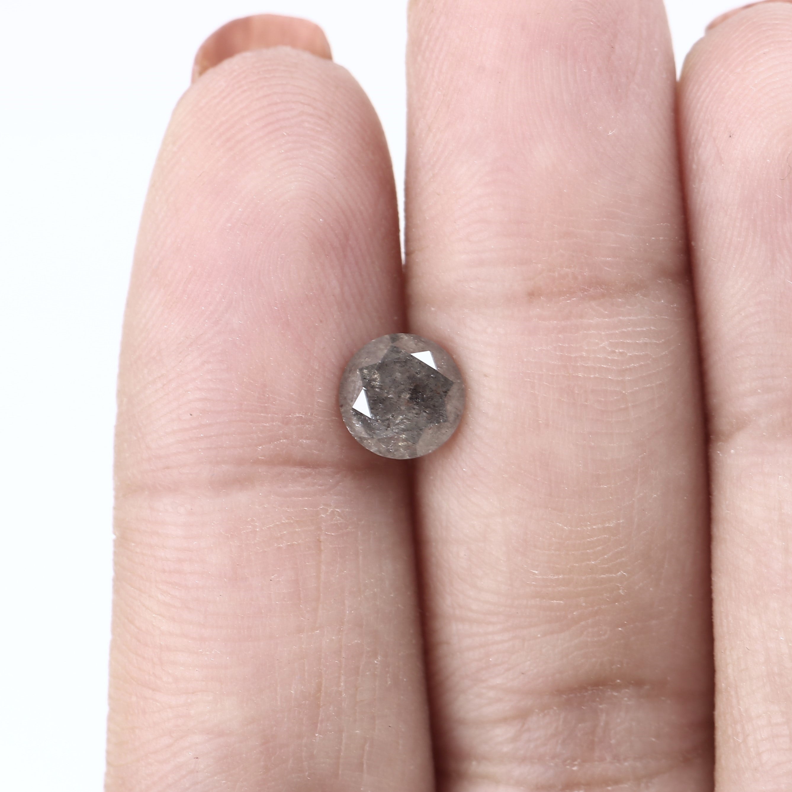 1.37 Carat Fancy Gray Round Salt and Pepper Diamond 6.6 MM