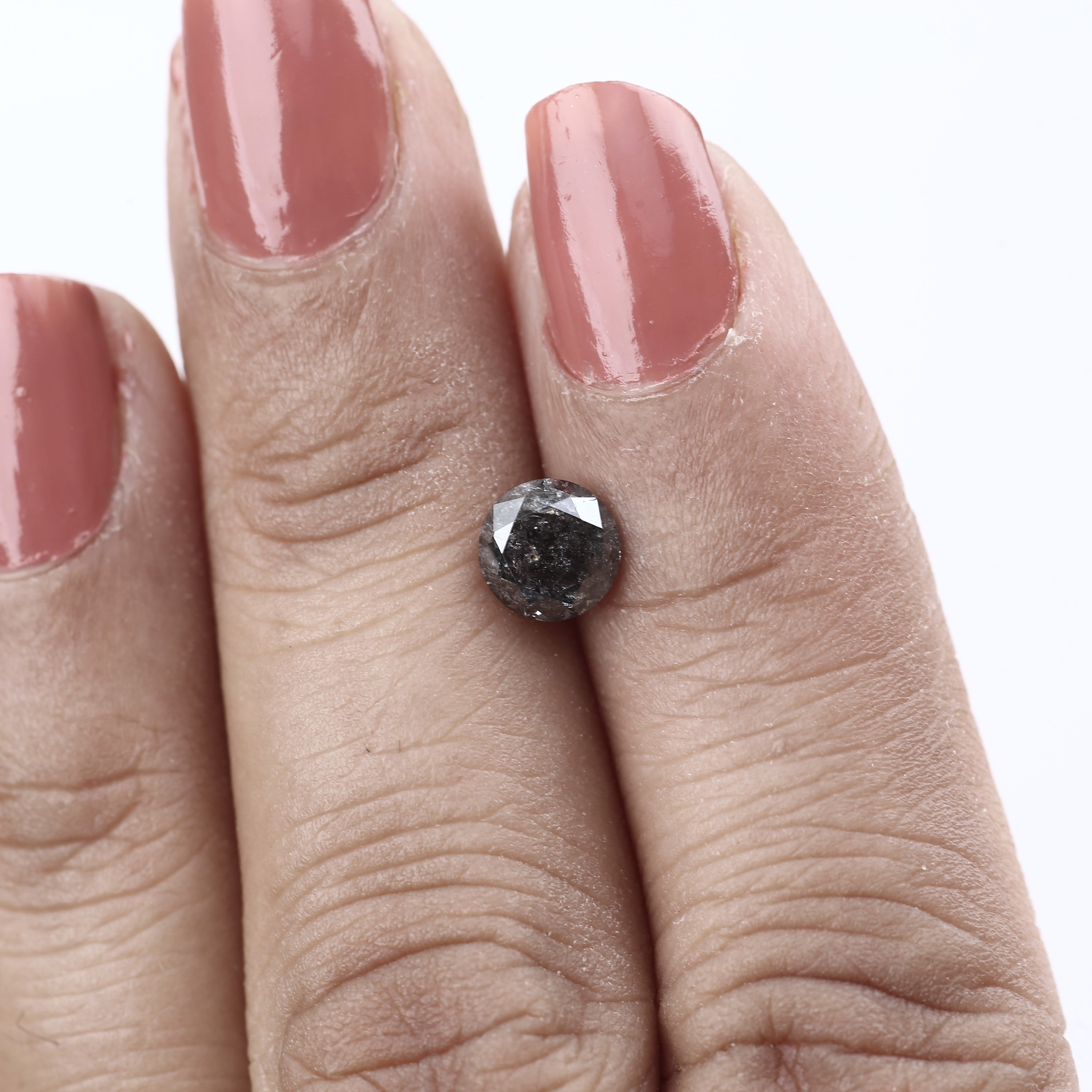1 Ct Fancy Black Round Salt & Pepper Diamond 6 MM