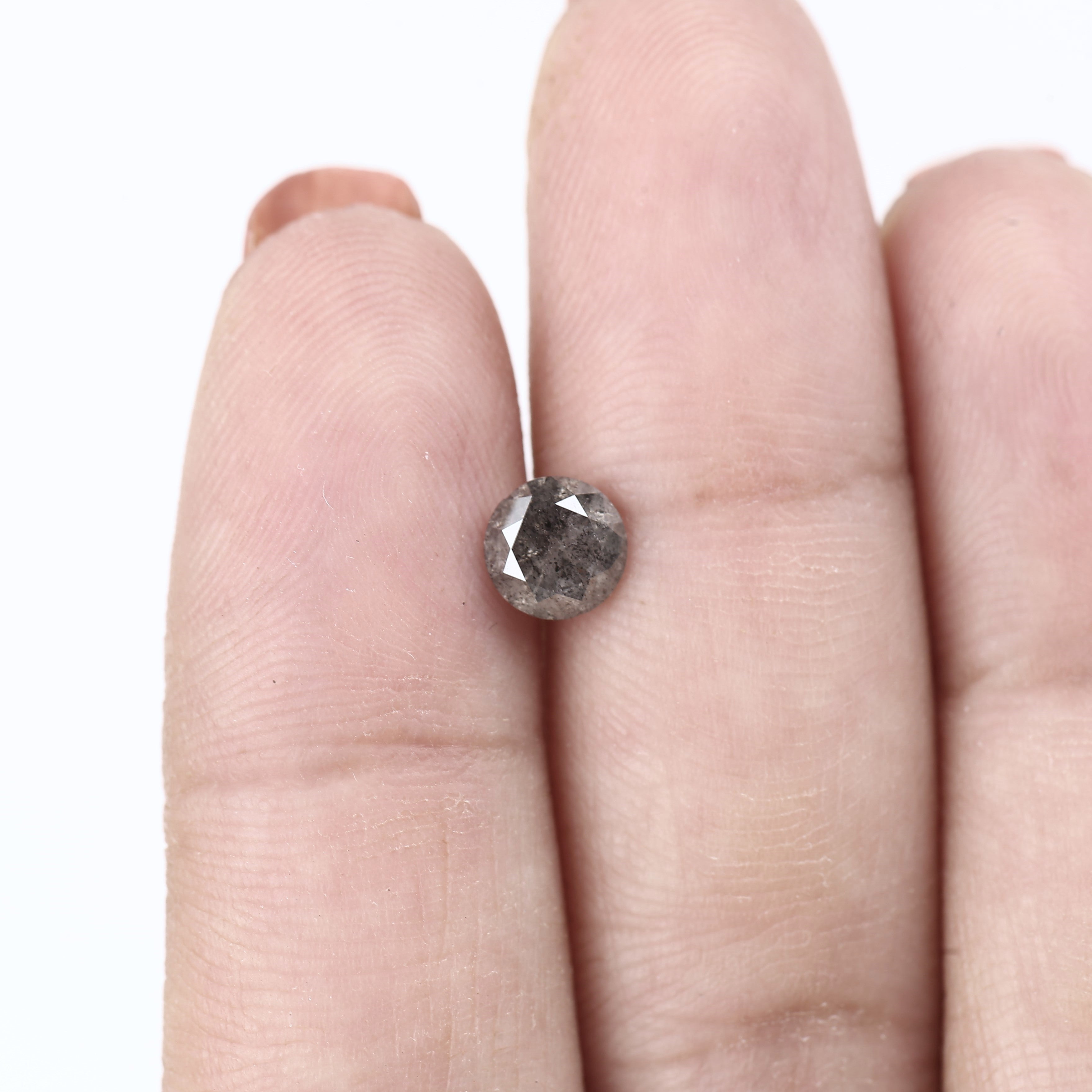 0.81ct Natural Gray Round Salt and Pepper Diamond For Ring 5.8 MM