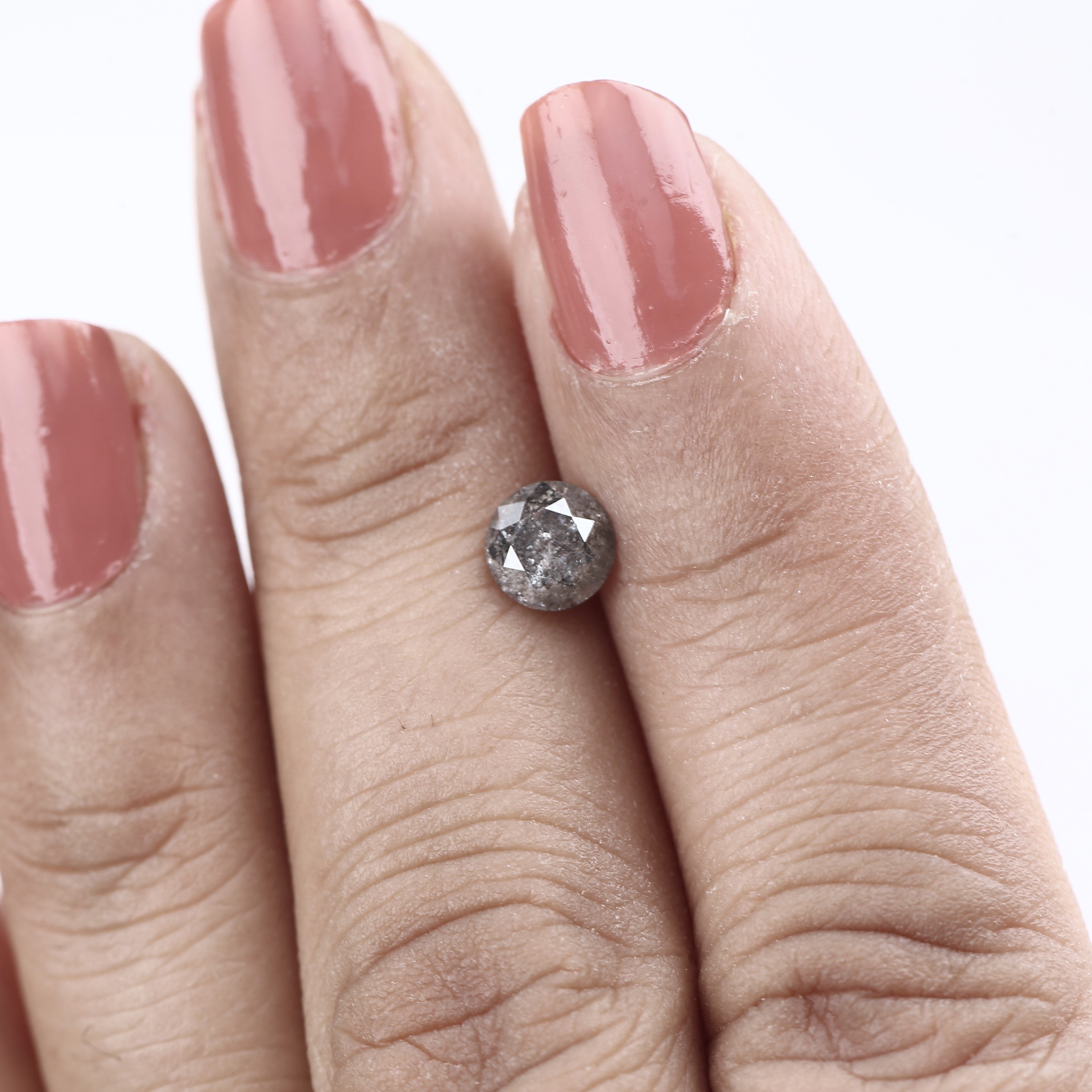 0.81ct Round Salt and Pepper Diamond Natural Gray Loose Stone 5.8 MM