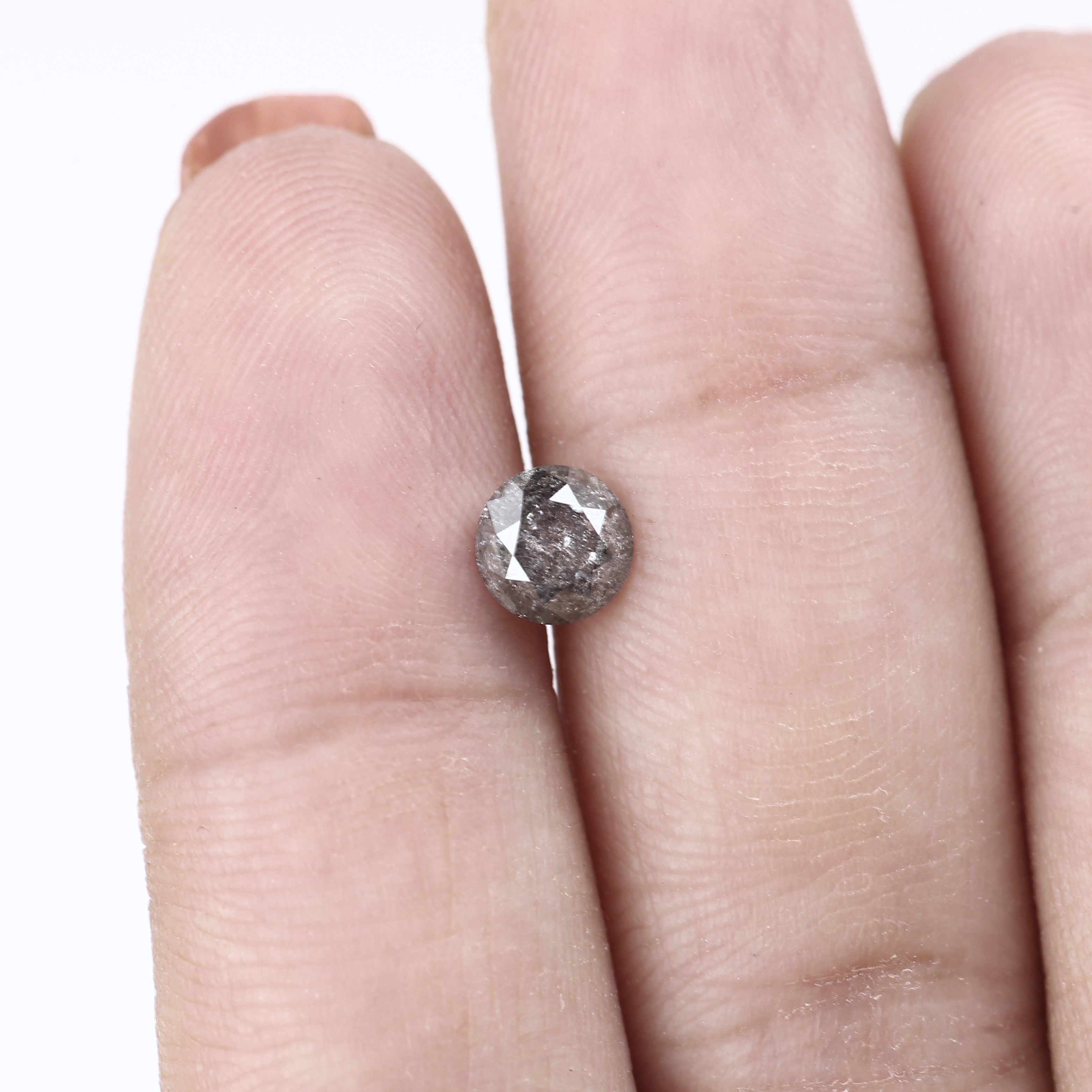 0.81ct Round Salt and Pepper Diamond Natural Gray Loose Stone 5.8 MM