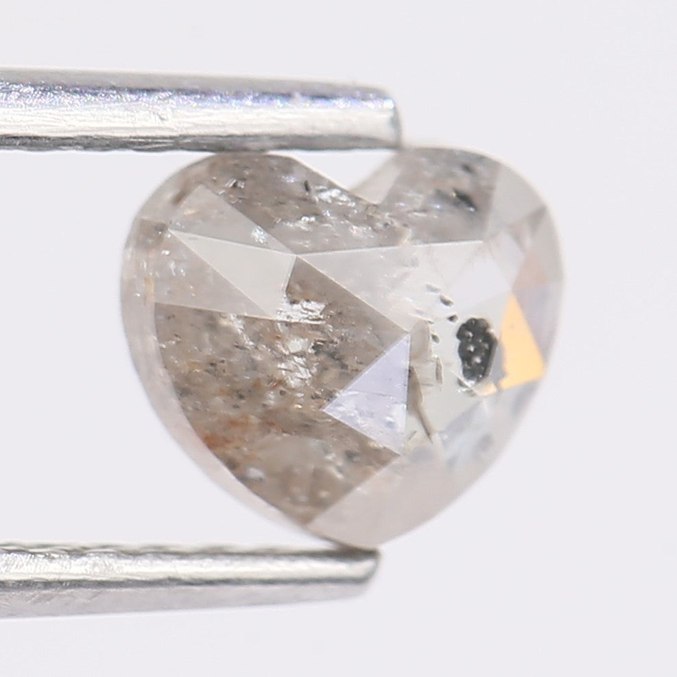 0.82 Carat Natural Salt And Pepper Heart Shape Diamond 5.46 MM