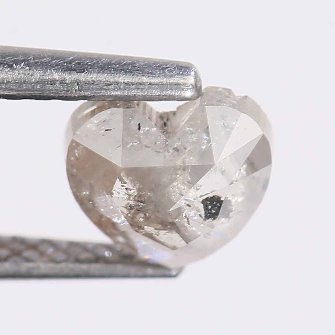 0.82 Carat Natural Salt And Pepper Heart Shape Diamond 5.46 MM