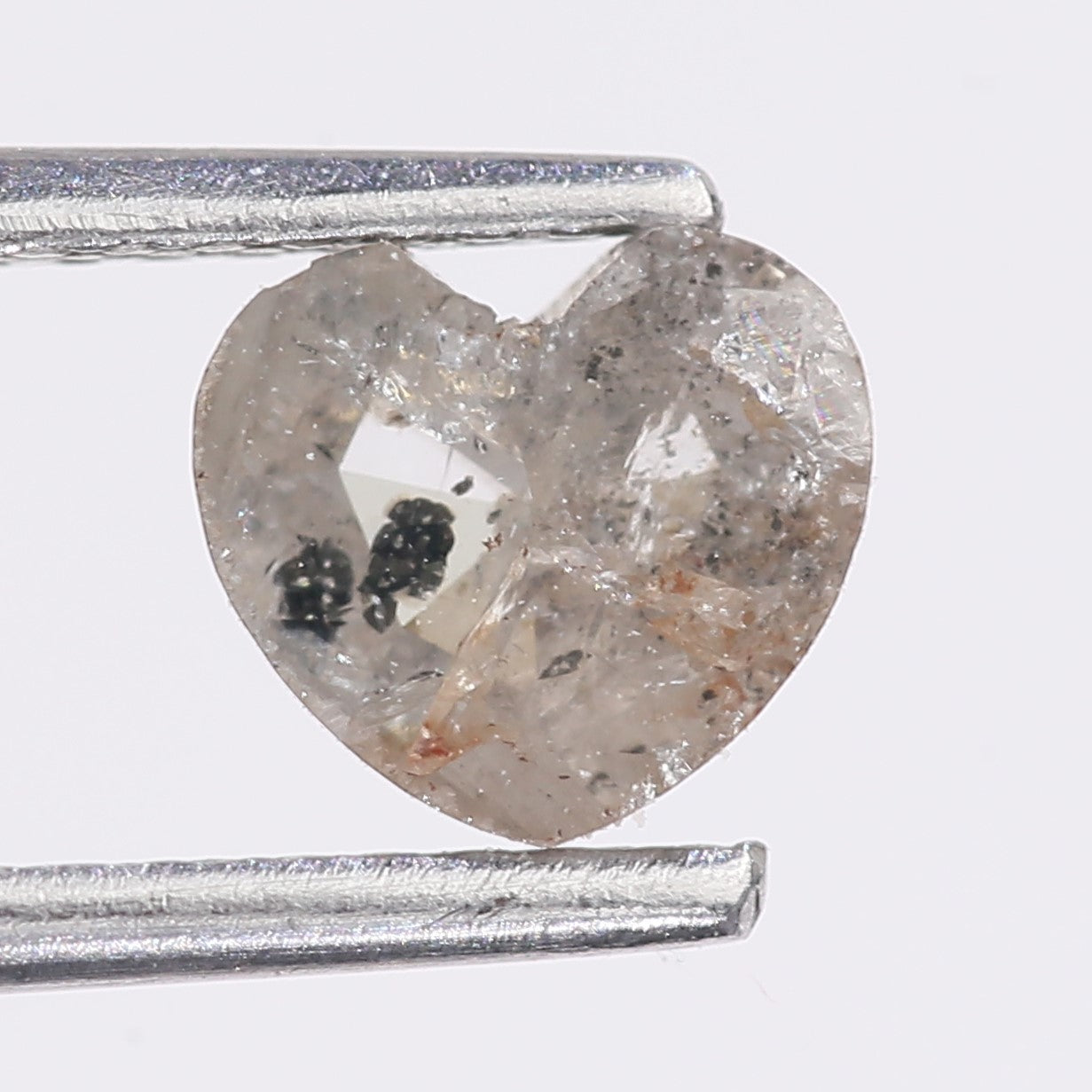 0.82 Carat Natural Salt And Pepper Heart Shape Diamond 5.46 MM