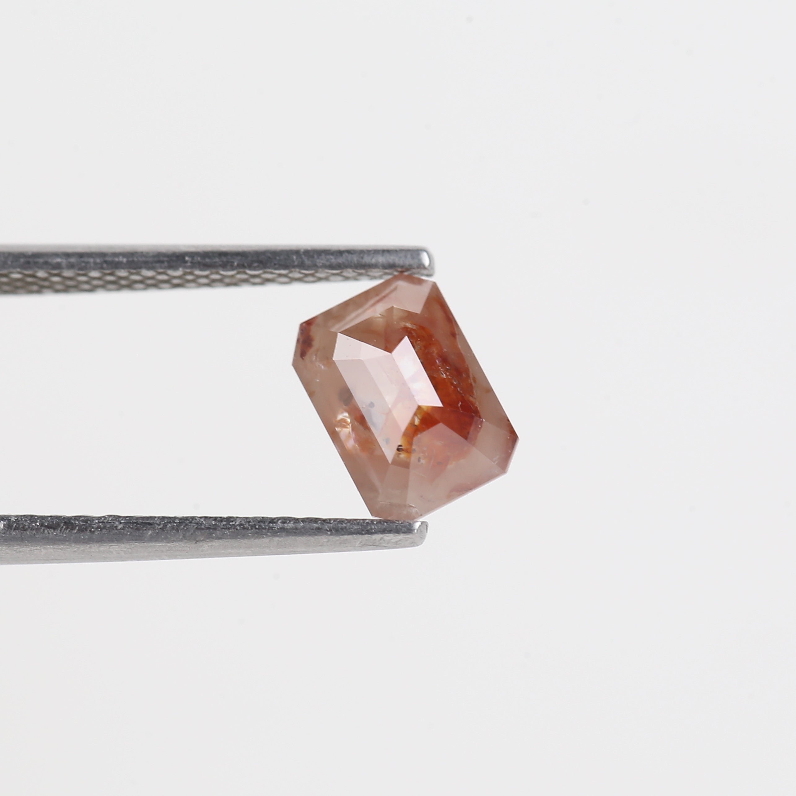 1 Carat Orange Emerald Cut Diamond Salt and Pepper Natural 6.98 MM