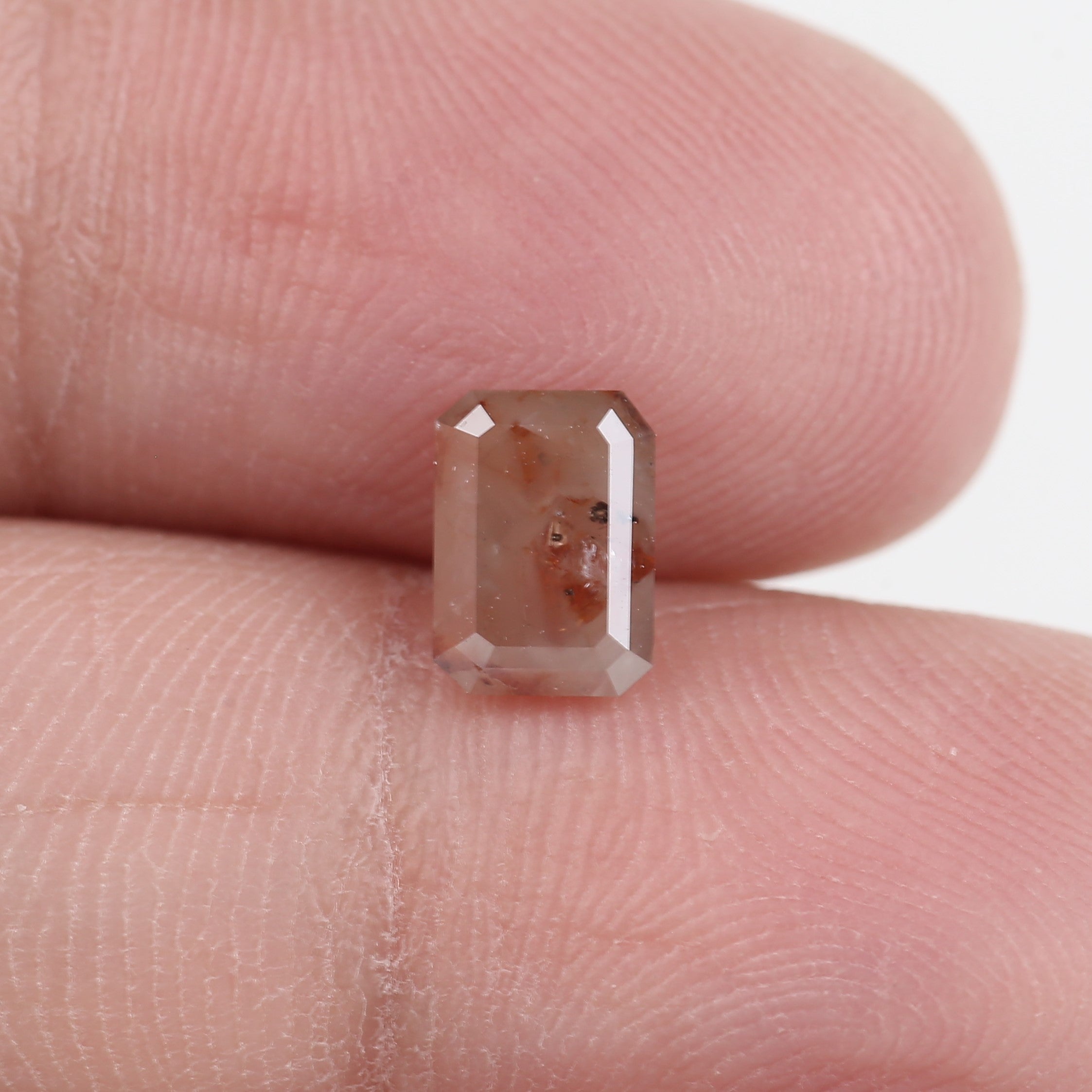 1 Carat Orange Emerald Cut Diamond Salt and Pepper Natural 6.98 MM