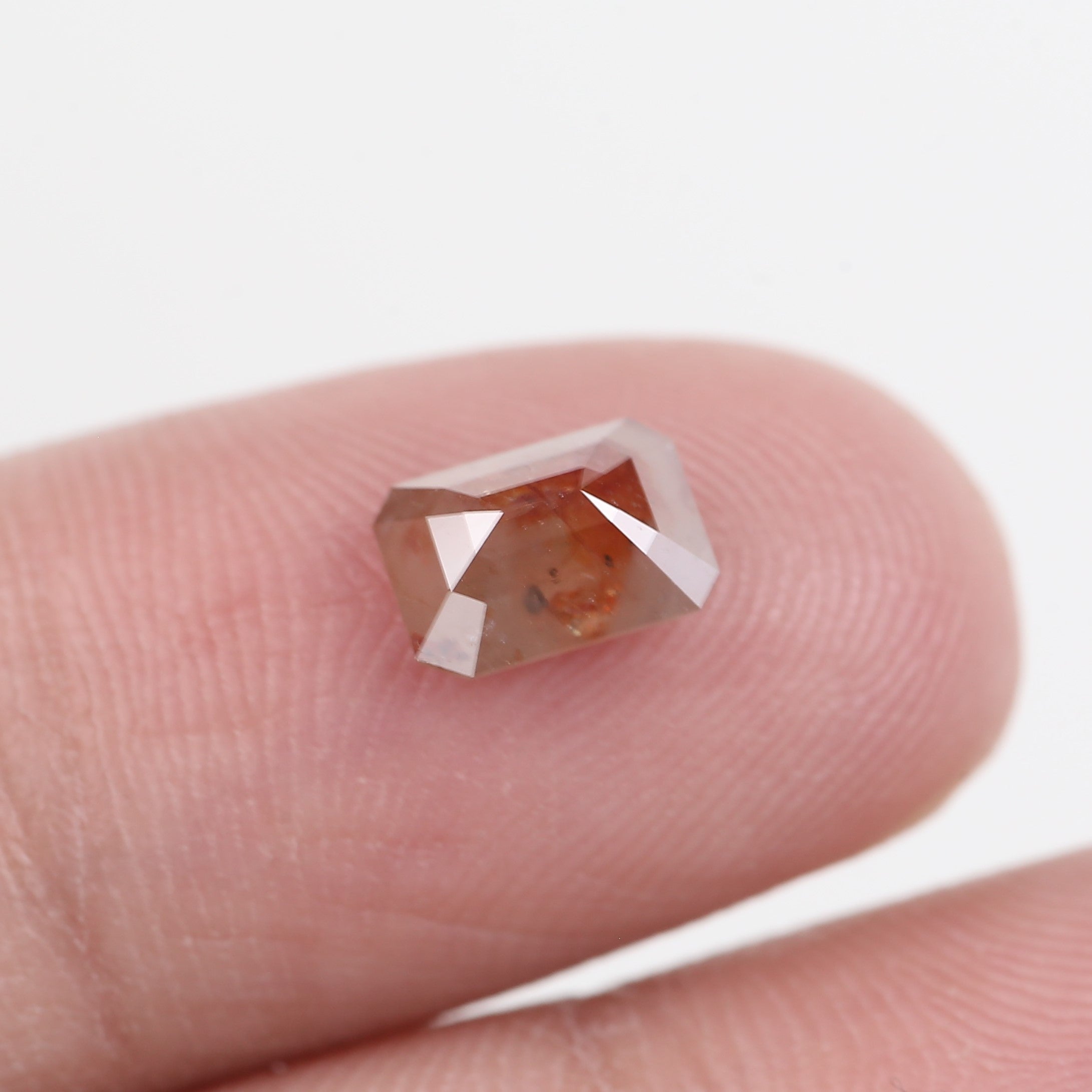 1 Carat Orange Emerald Cut Diamond Salt and Pepper Natural 6.98 MM