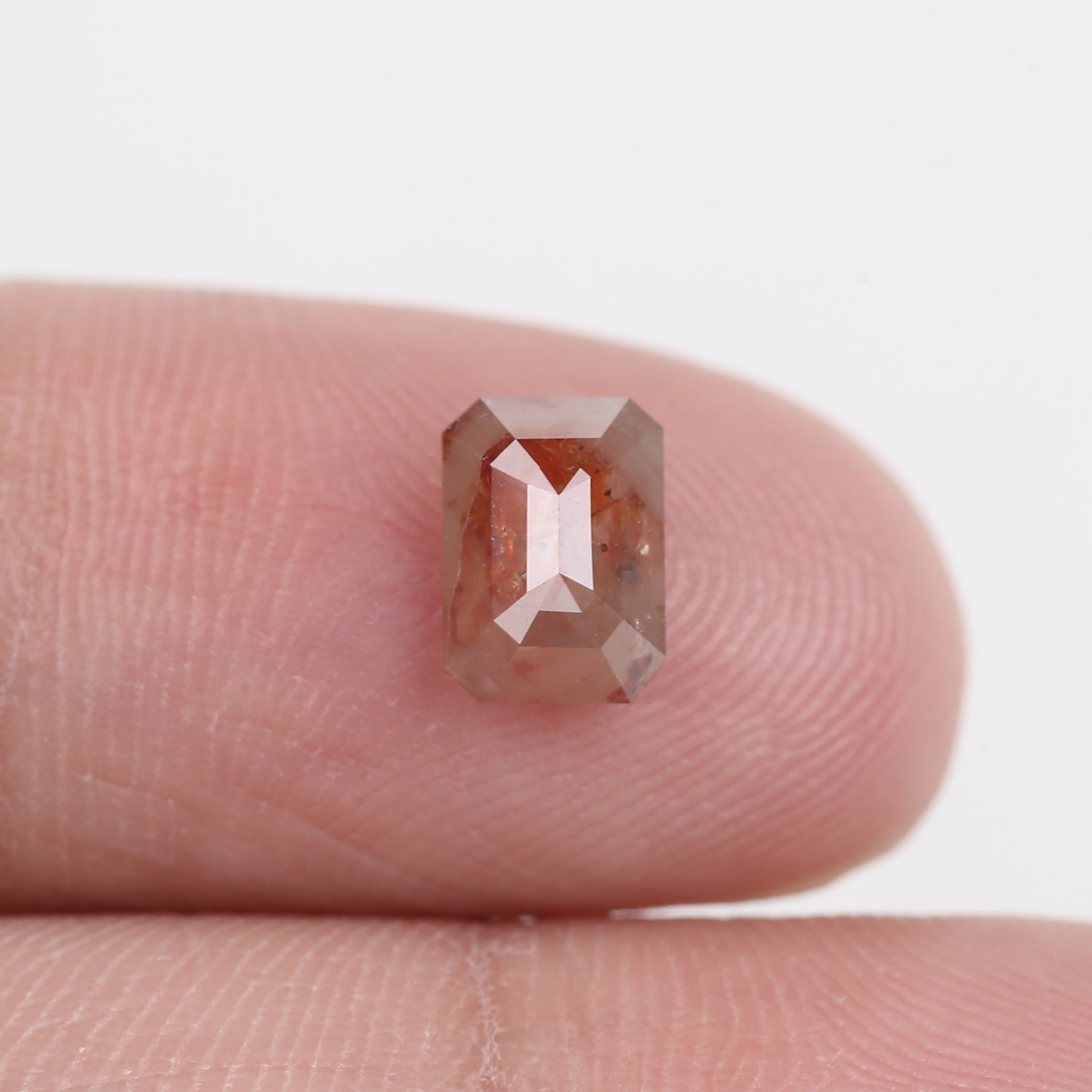 1 Carat Orange Emerald Cut Diamond Salt and Pepper Natural 6.98 MM