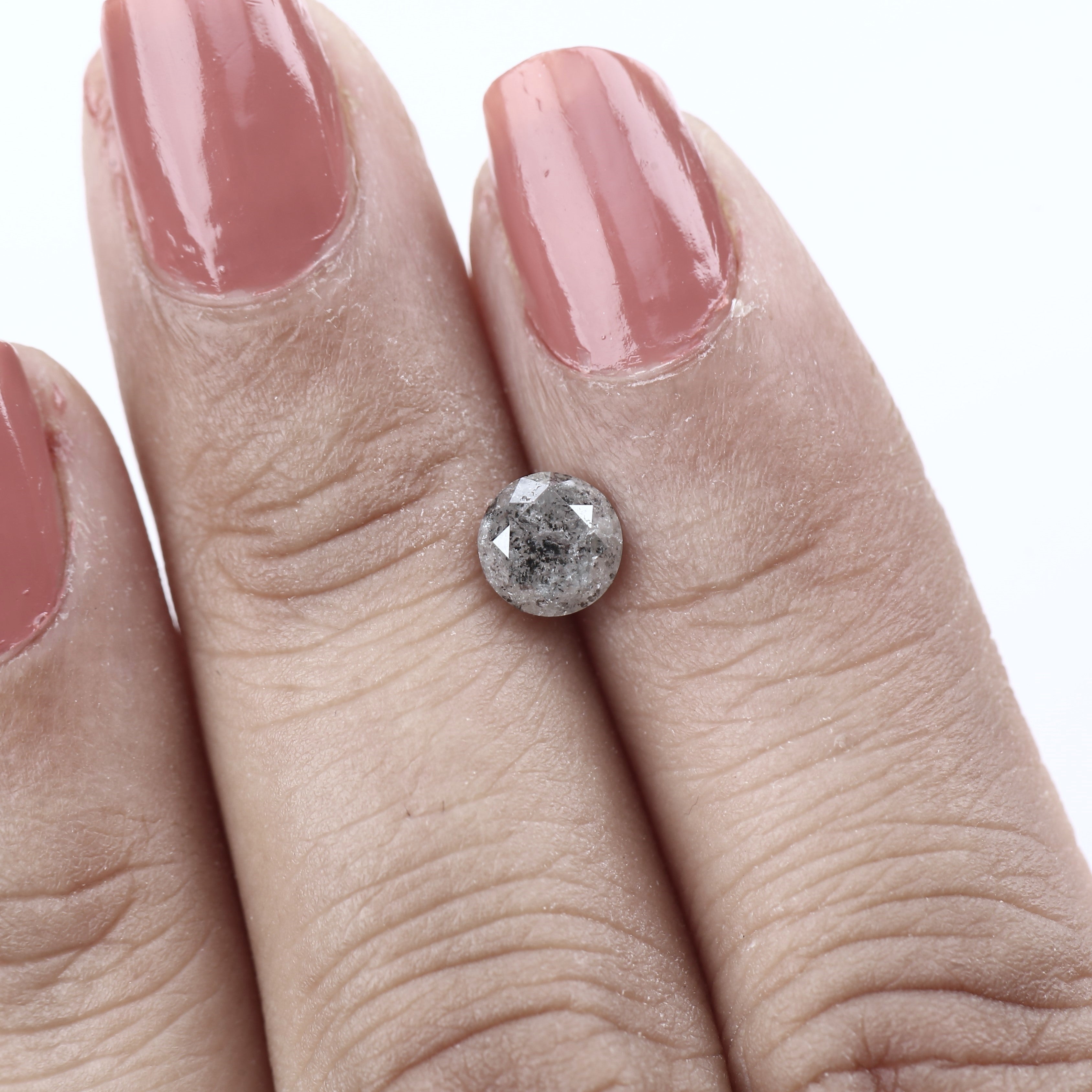 0.84ct Round Natural Fancy Gray Salt and Pepper Diamond 5.7 MM