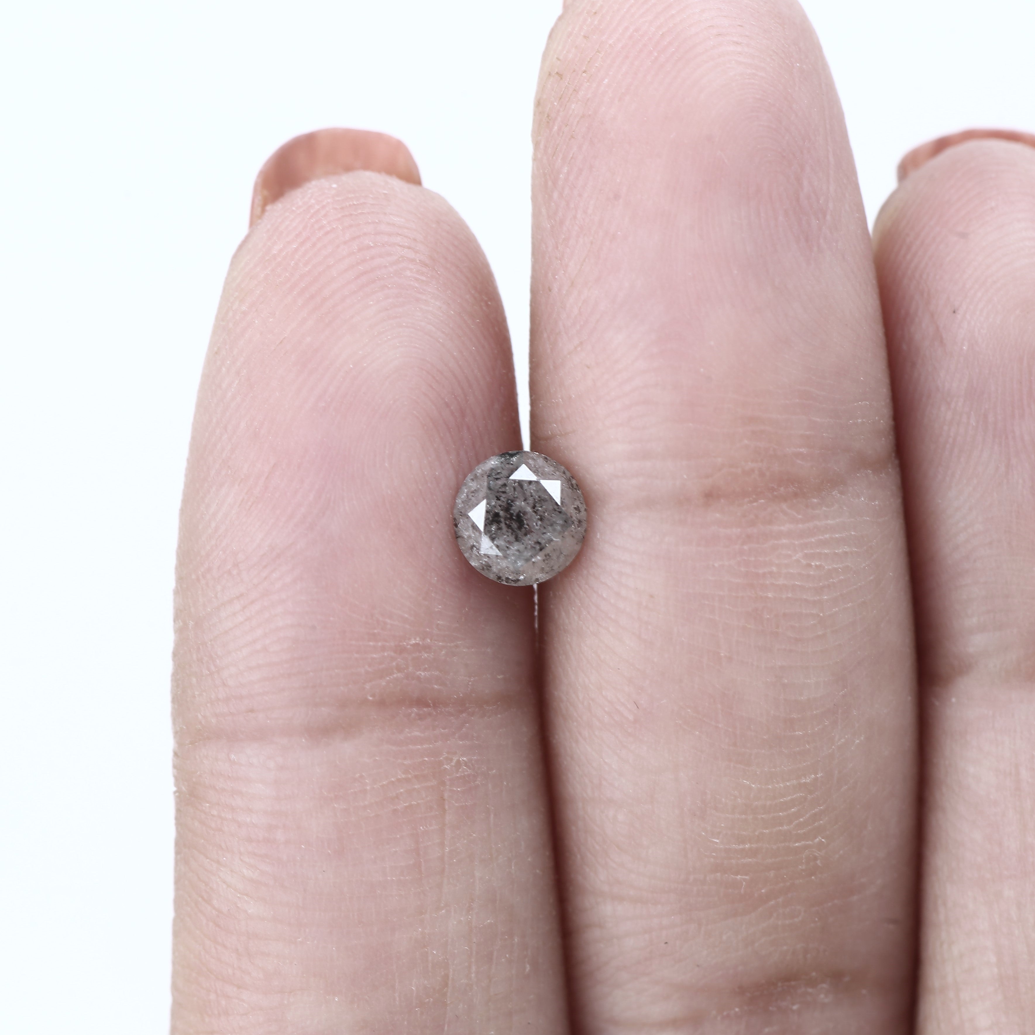 0.84ct Round Natural Fancy Gray Salt and Pepper Diamond 5.7 MM