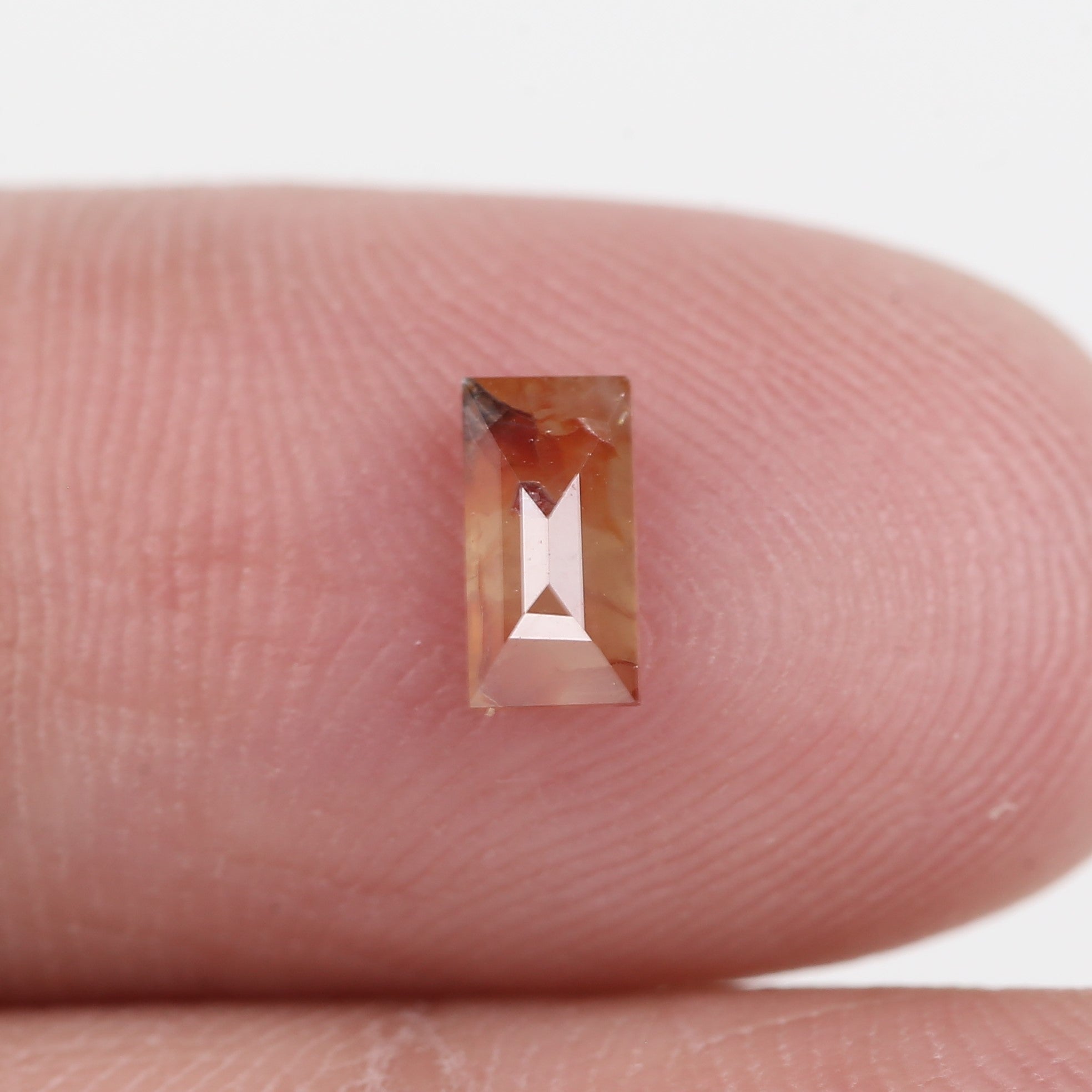 0.44 Carat Natural Orange Baguette Natural Salt And Pepper Diamond 6.07 MM