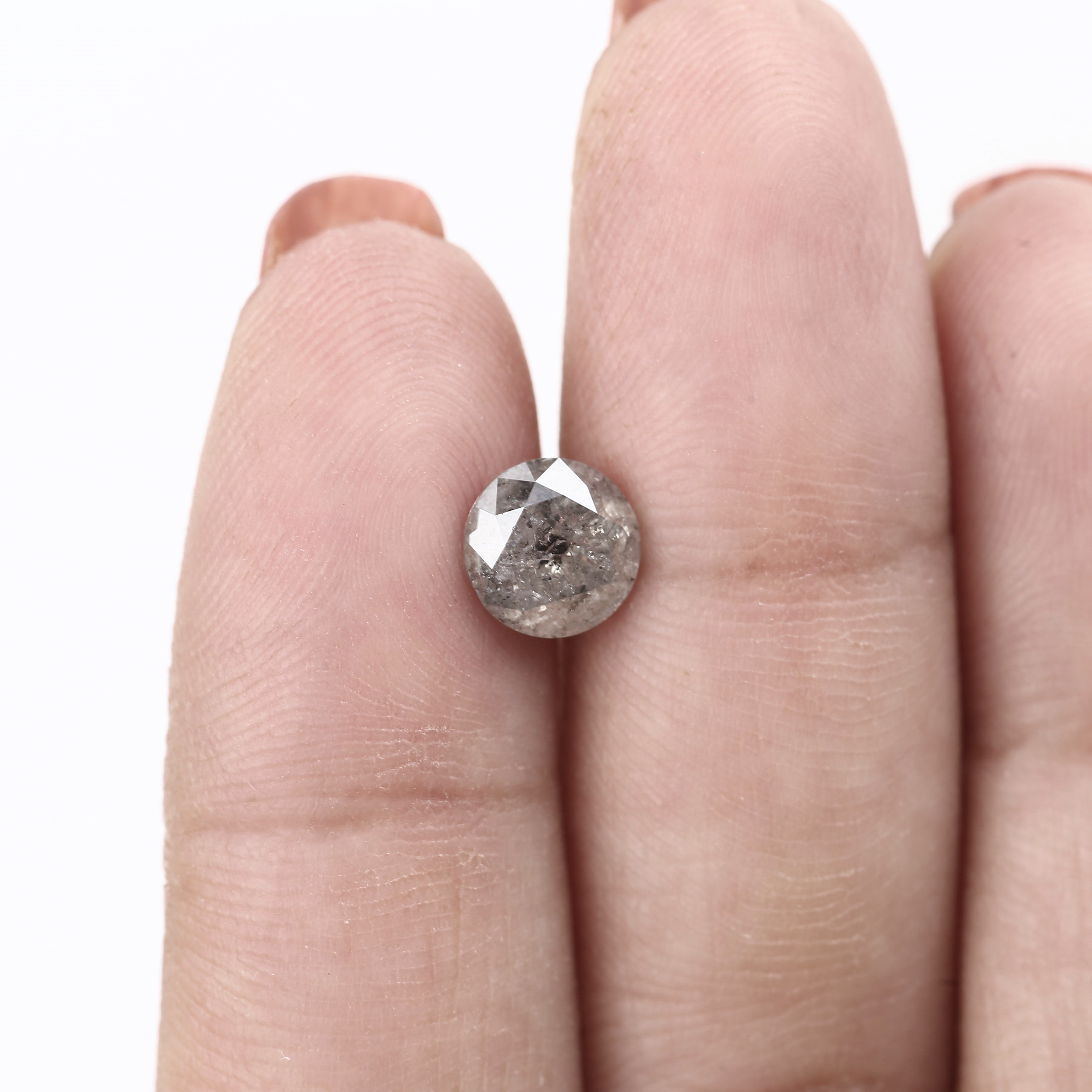 1.58ct Natural Fancy Gray Round Salt and Pepper Diamond 7.18 MM