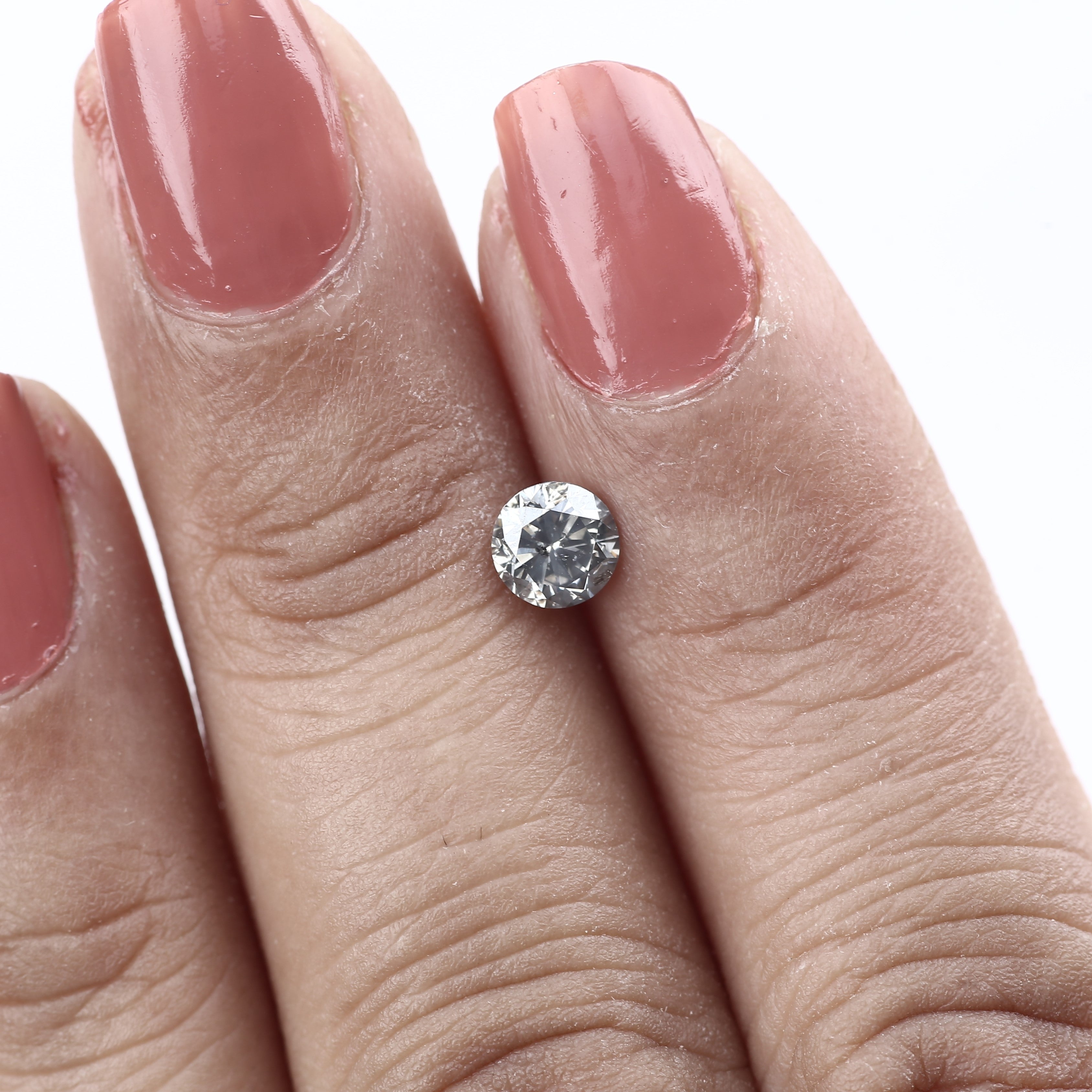 0.50ct Natural Round Opalescent Gray Salt and Pepper Diamond 4.9 MM