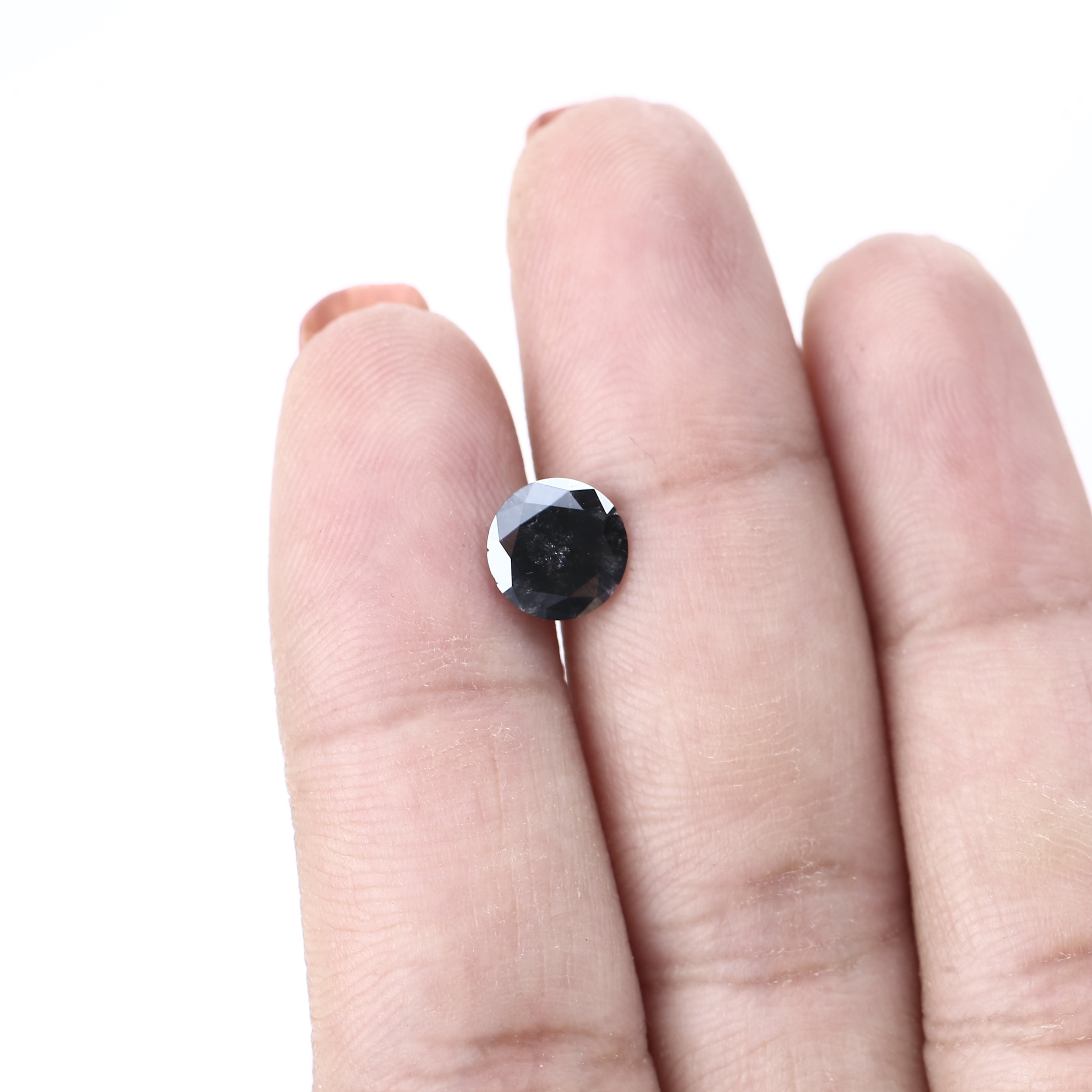 1.29 Carat Fancy Black Round Brilliant Diamond 7.6 MM