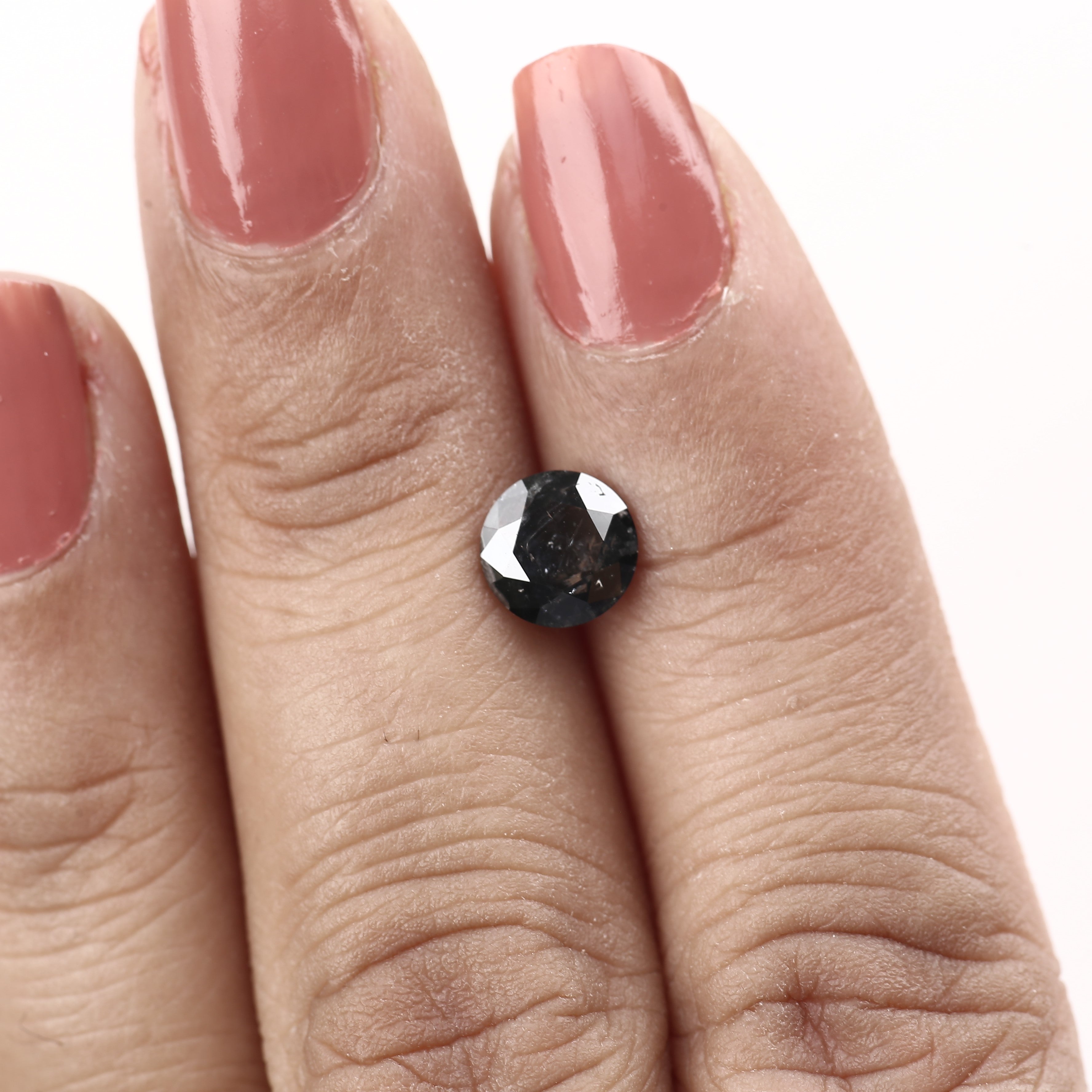1.24 Carat Fancy Black Round Brilliant Diamond 6.8 MM