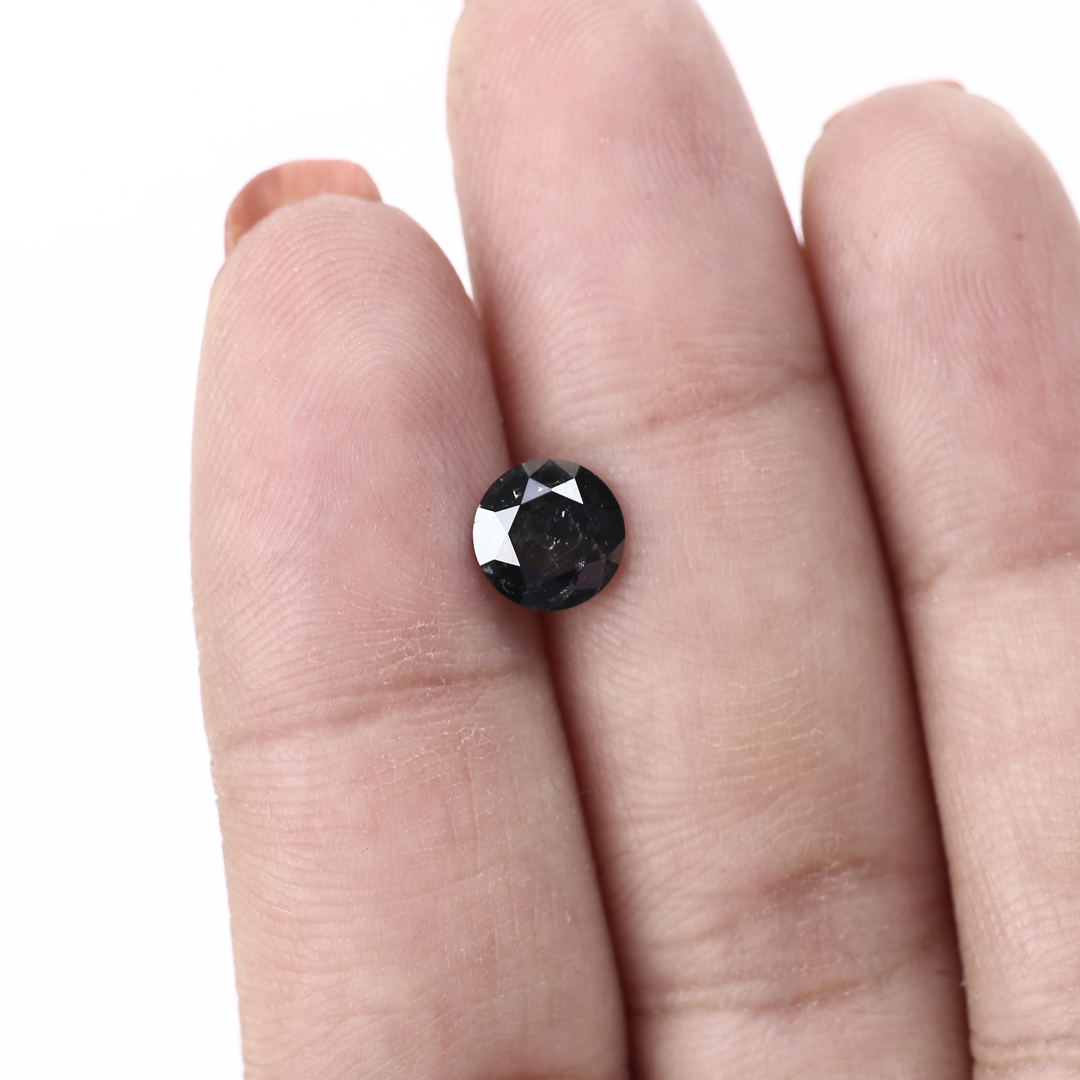 1.24 Carat Fancy Black Round Brilliant Diamond 6.8 MM