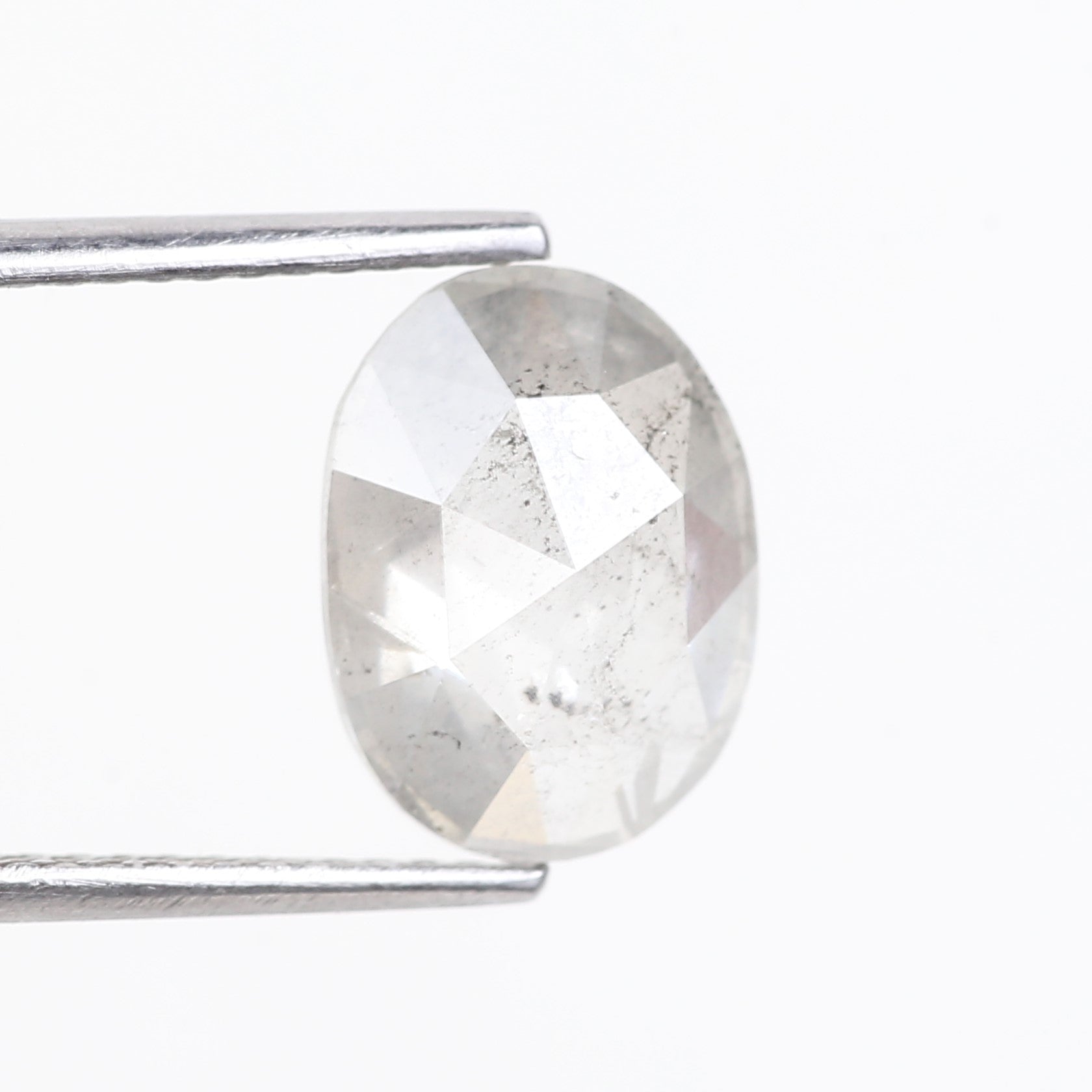 2.18 Carat Natural Oval Rose Cut Salt and Pepper Diamond 10.44 MM