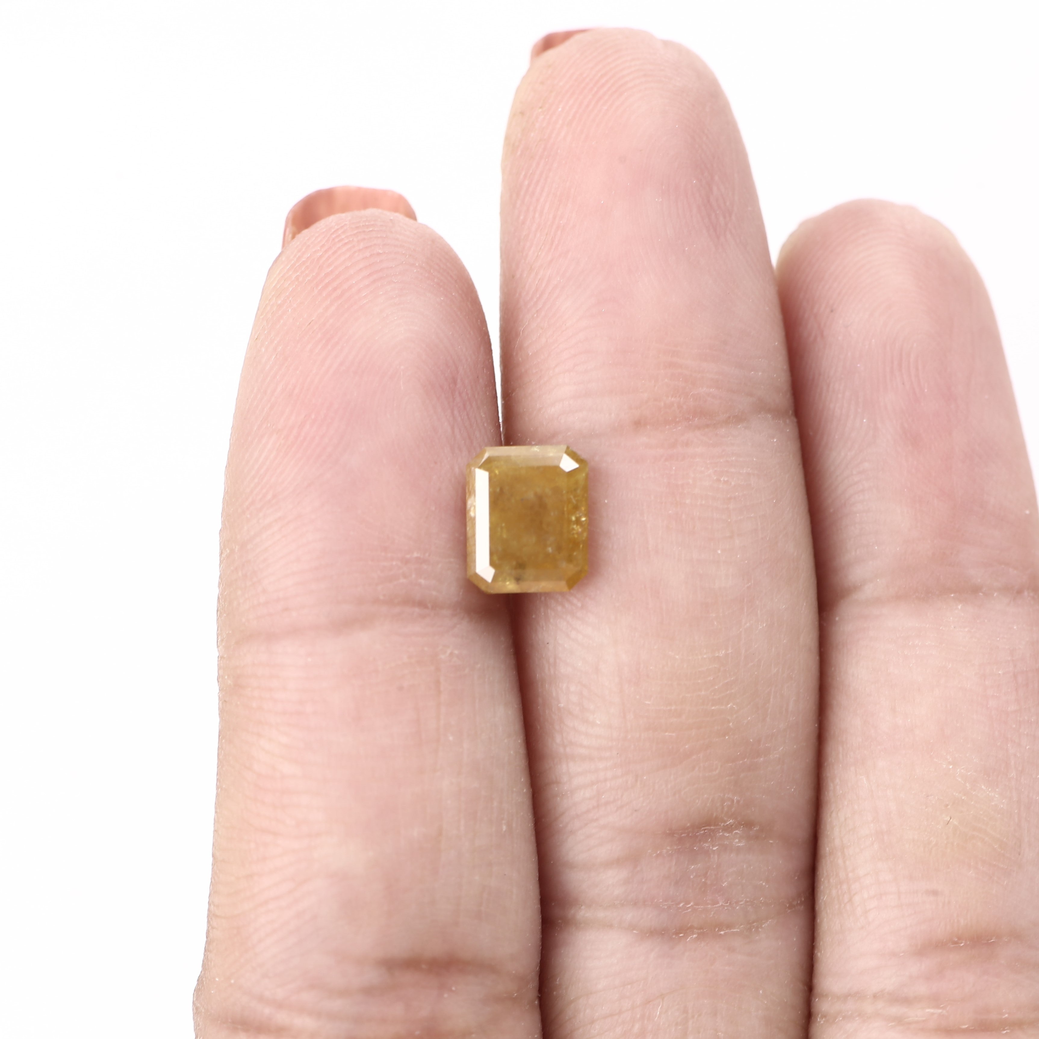 1.78 Carat Natural Emerald Cut Rustic Fancy Yellow Diamond 7.7 MM