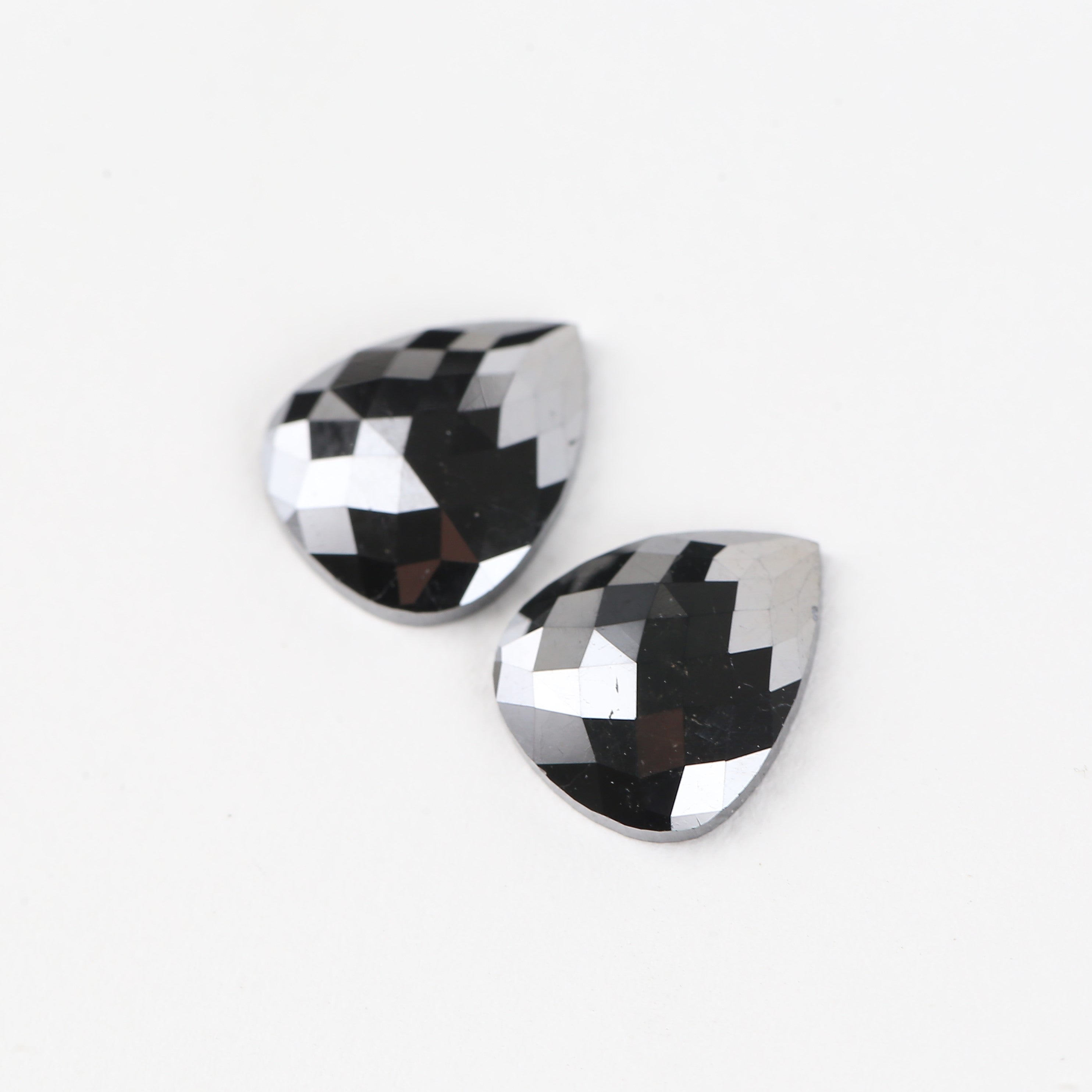 5.87 Carat Pear Checker Cut Natural Black Diamond Pair 11.63 MM