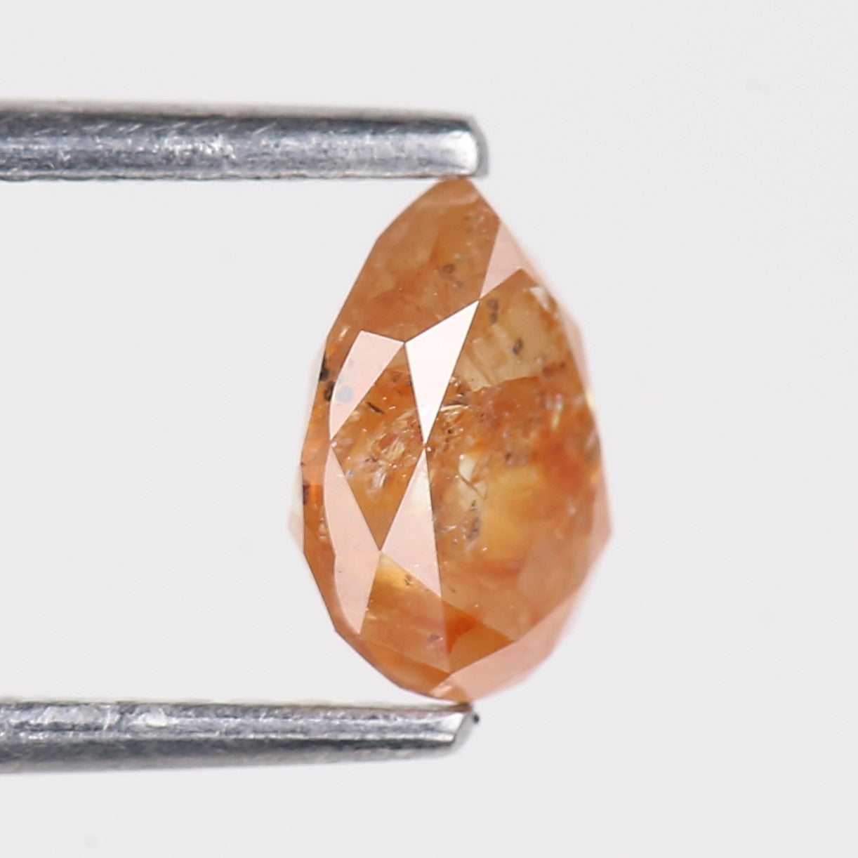 0.90 Carat Natural Salt And Pepper Pear Cut Orange Diamond 6.84 MM