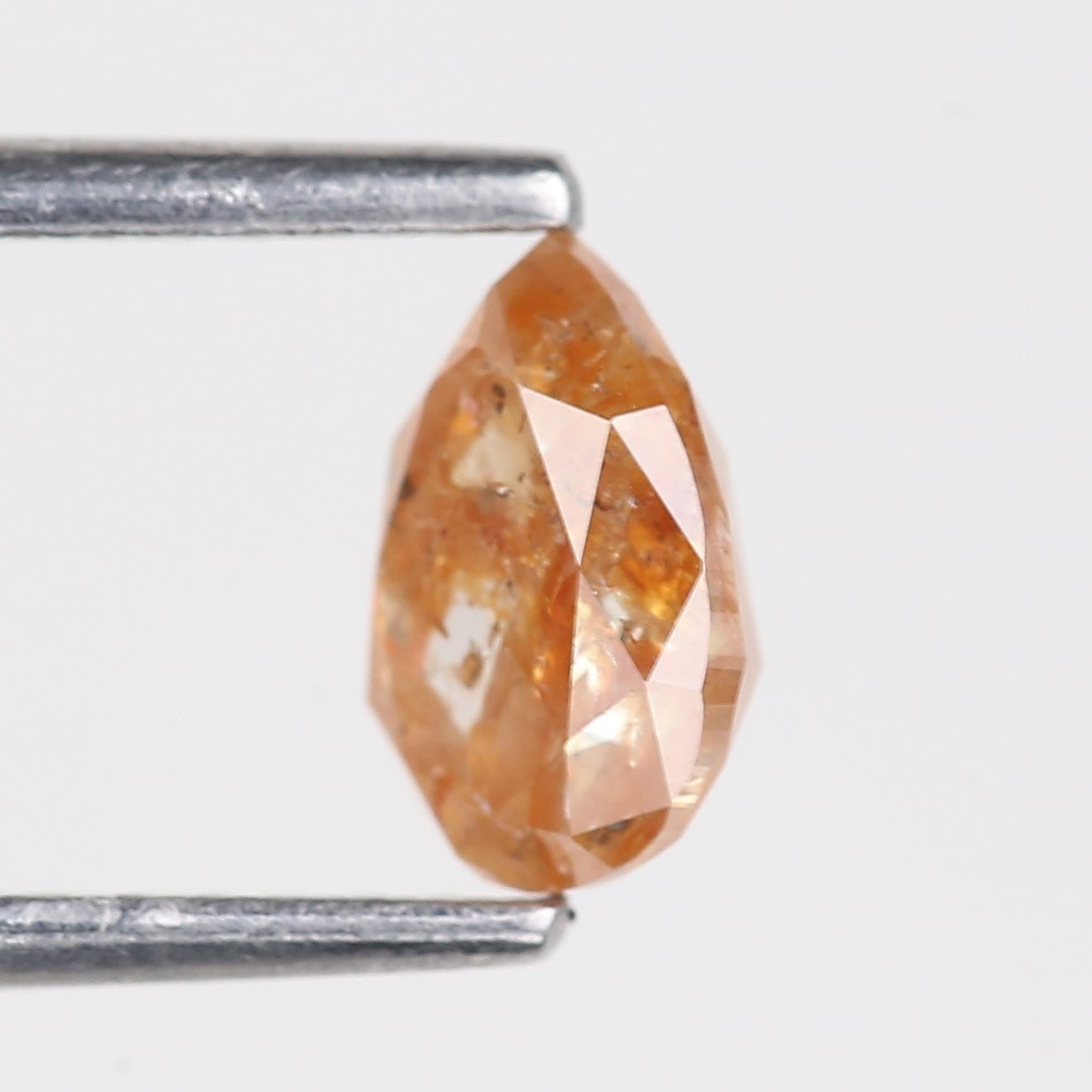 0.90 Carat Natural Salt And Pepper Pear Cut Orange Diamond 6.84 MM