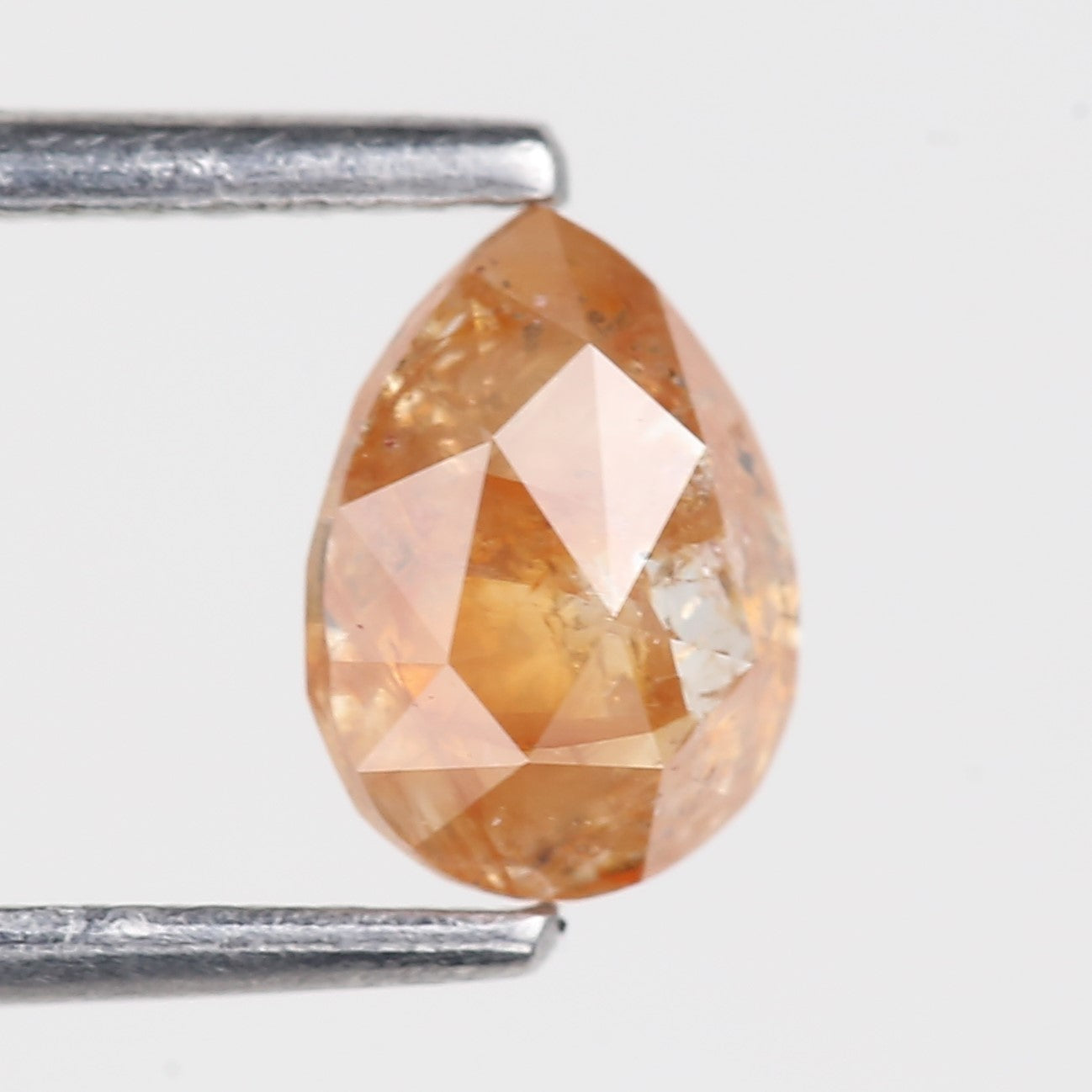 0.90 Carat Natural Salt And Pepper Pear Cut Orange Diamond 6.84 MM